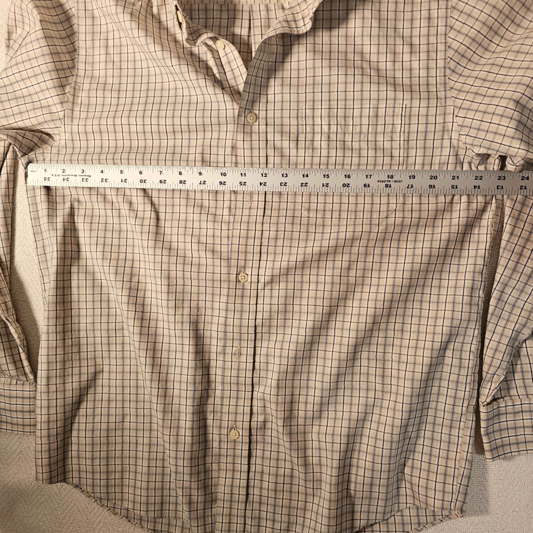 Eddie Bauer Eddie Bauer Mens Long Sleeve Tan & Blue Plaid Button Up Dress Shirt M Brown Plaid Shirt Mens Button-Up Shirt Size 40R - 5 Thumbnail