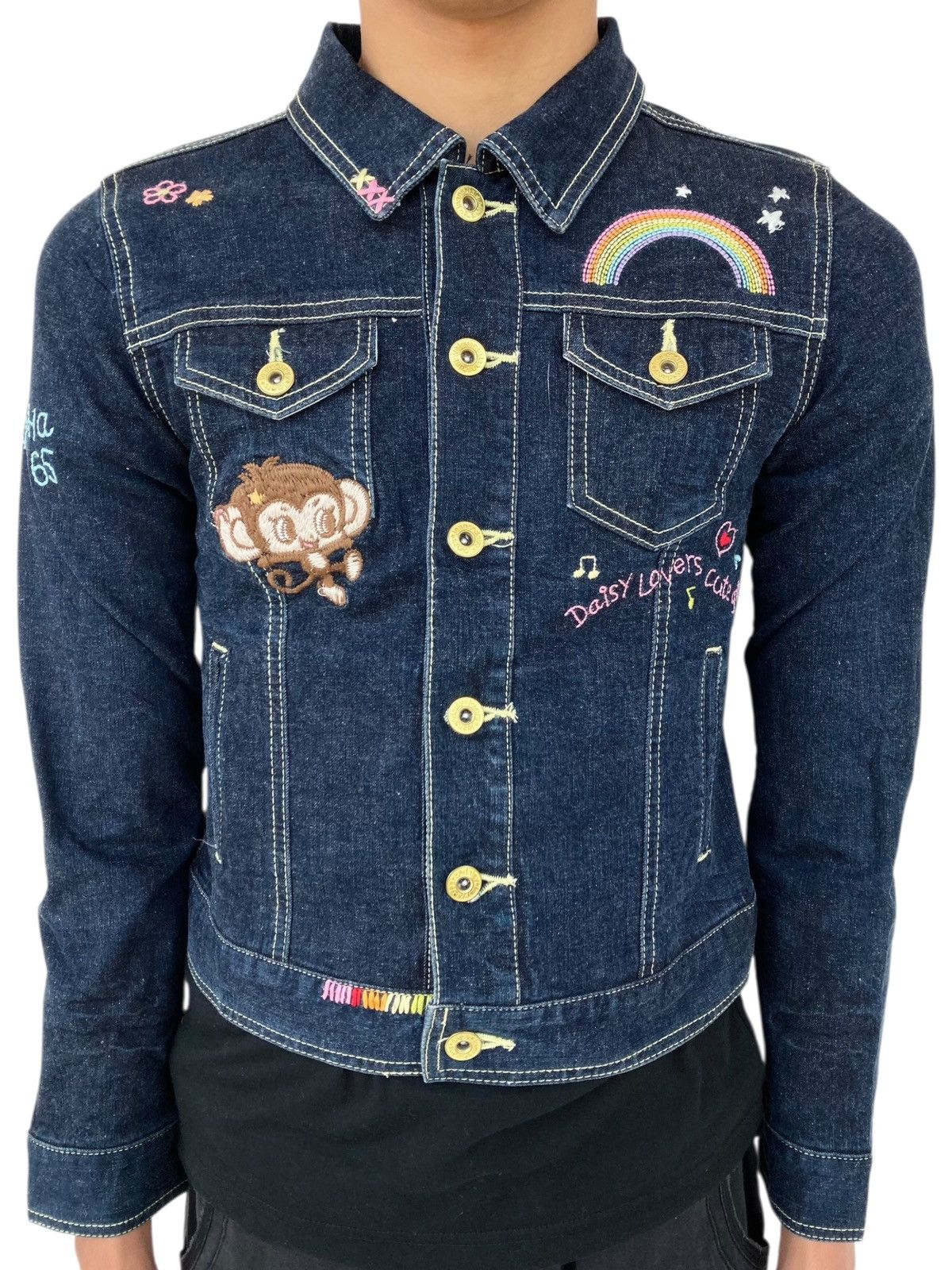 Angel Blue 2000s Daisy Lovers - Monkey Mascots Denim Jacket Size M / US 6-8 / IT 42-44 - 1 Thumbnail