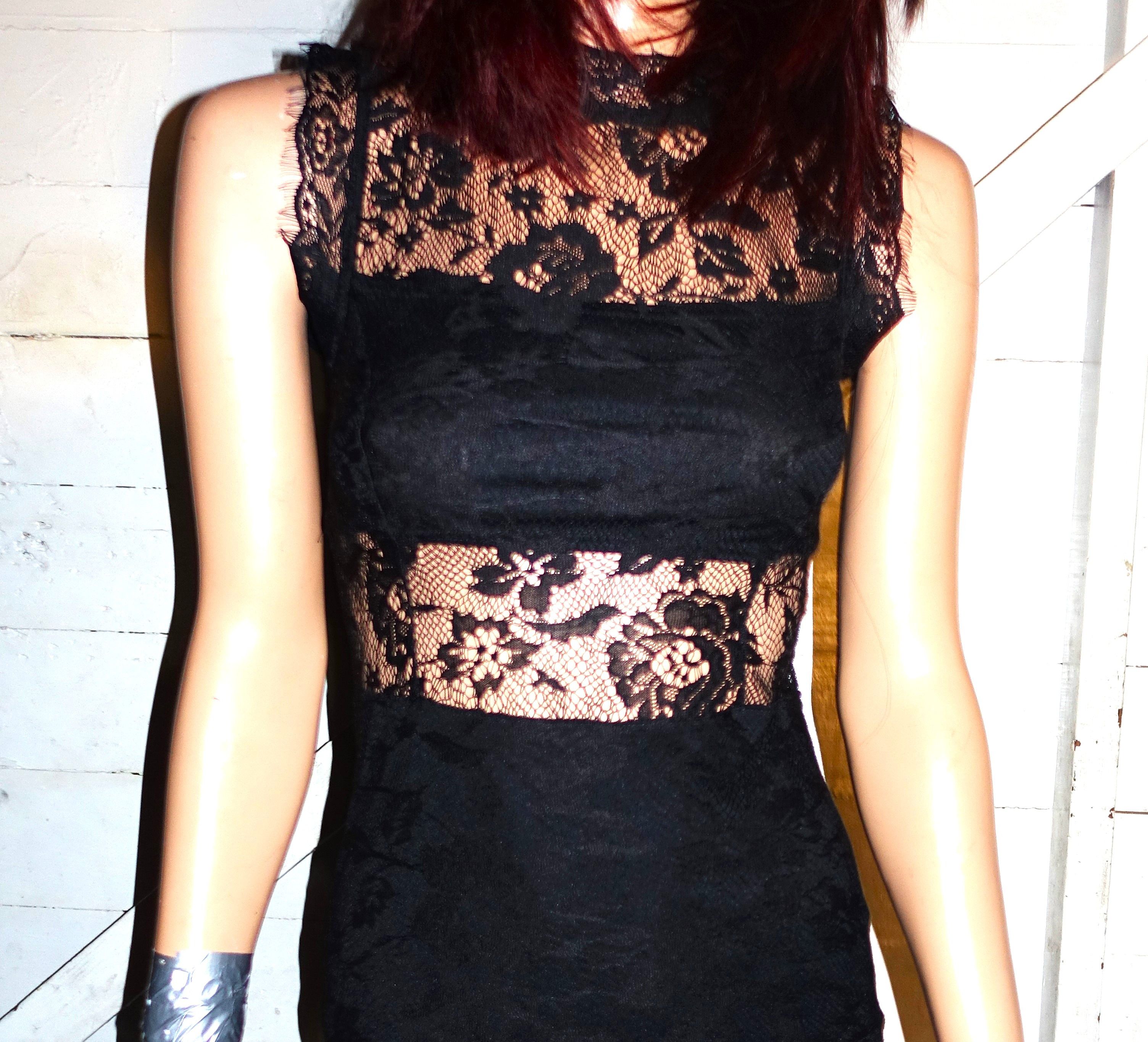 Other Black Floral Sheer Lace Dress S Size S / US 4 / IT 40 - 2 Thumbnail