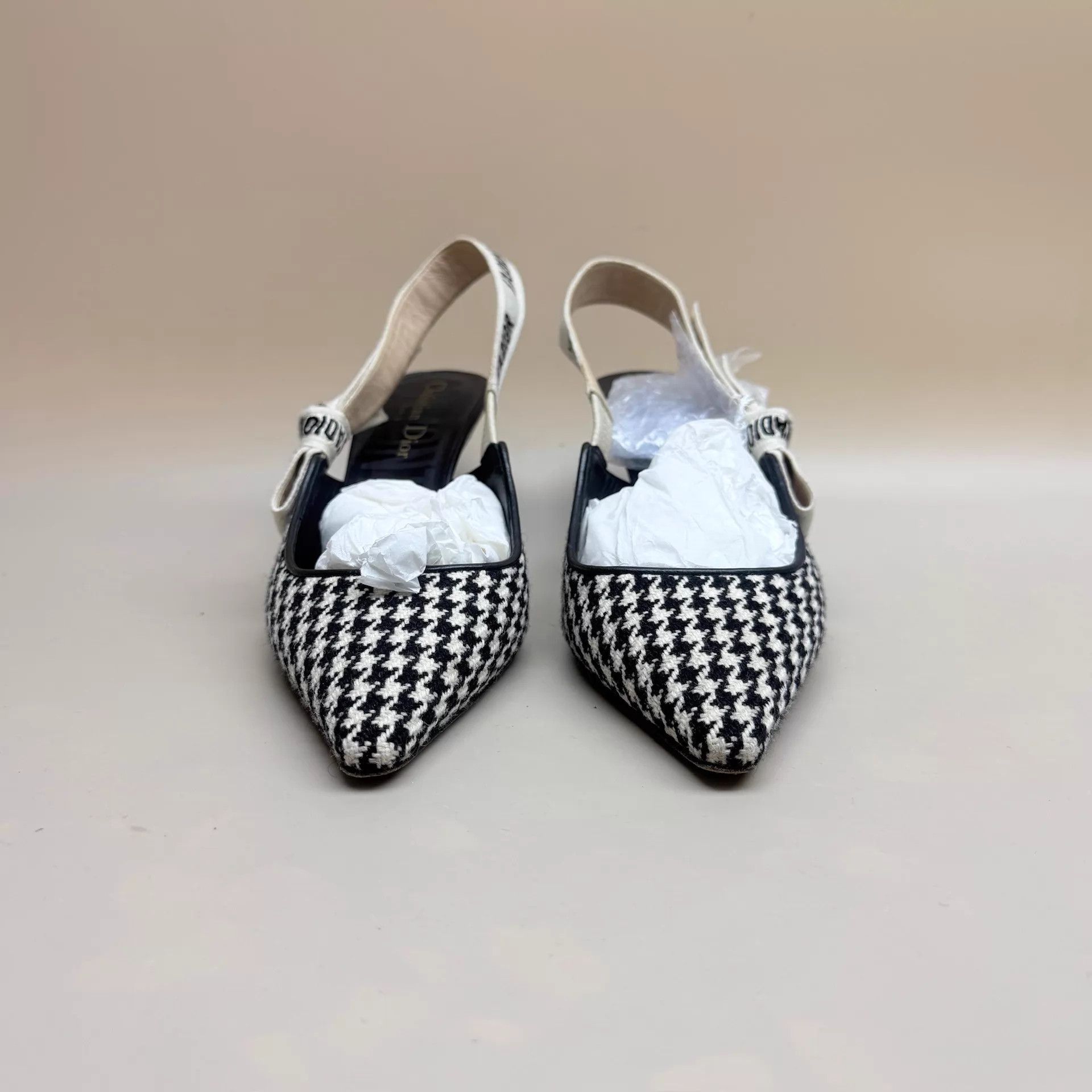 Dior Dior Houndstooth Embroidered Kitten Heel 36 95 New Size US 5.5 / IT 35.5 - 2 Thumbnail