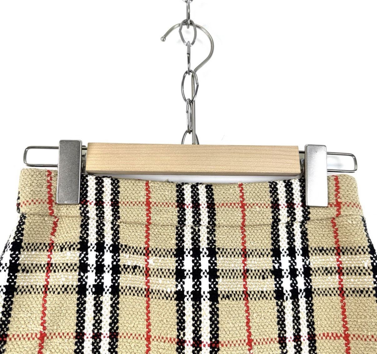 Burberry Burberry / Classic Woven Plaid Tweed Fringe Mini Skirt K12 Size 24" / US 00 / IT 34 - 3 Thumbnail