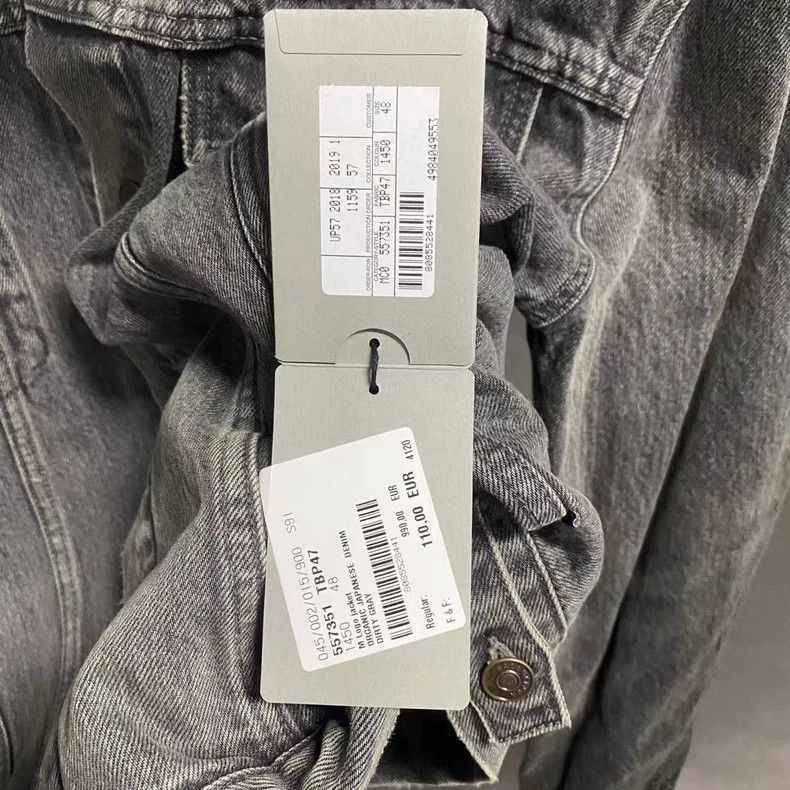 Balenciaga Black Gray Logo Denim Jacket-2506 Size US L / EU 52-54 / 3 - 8 Thumbnail
