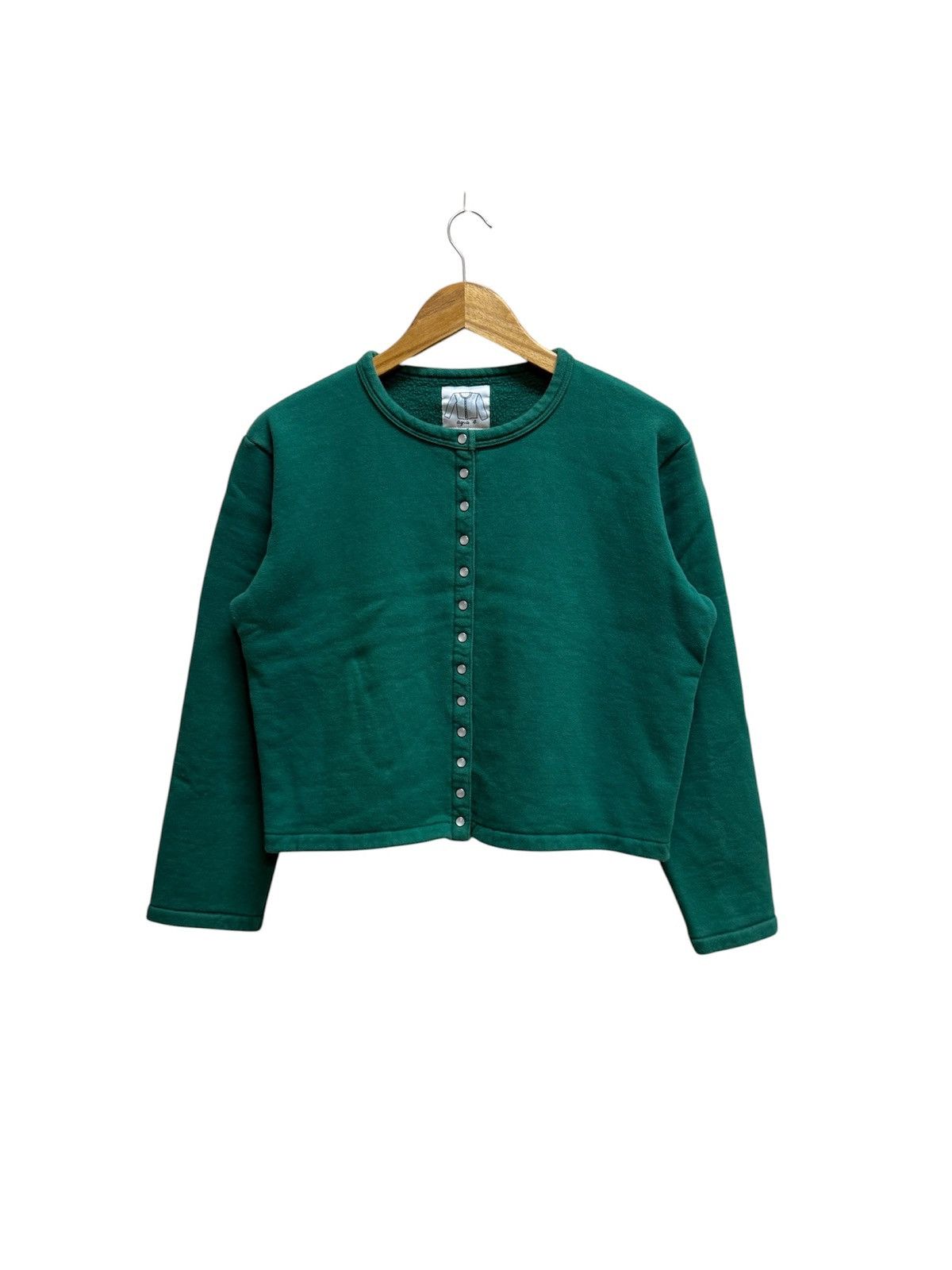 Vintage Agnes B. Le Classique Snap Cardigan Green Cropped