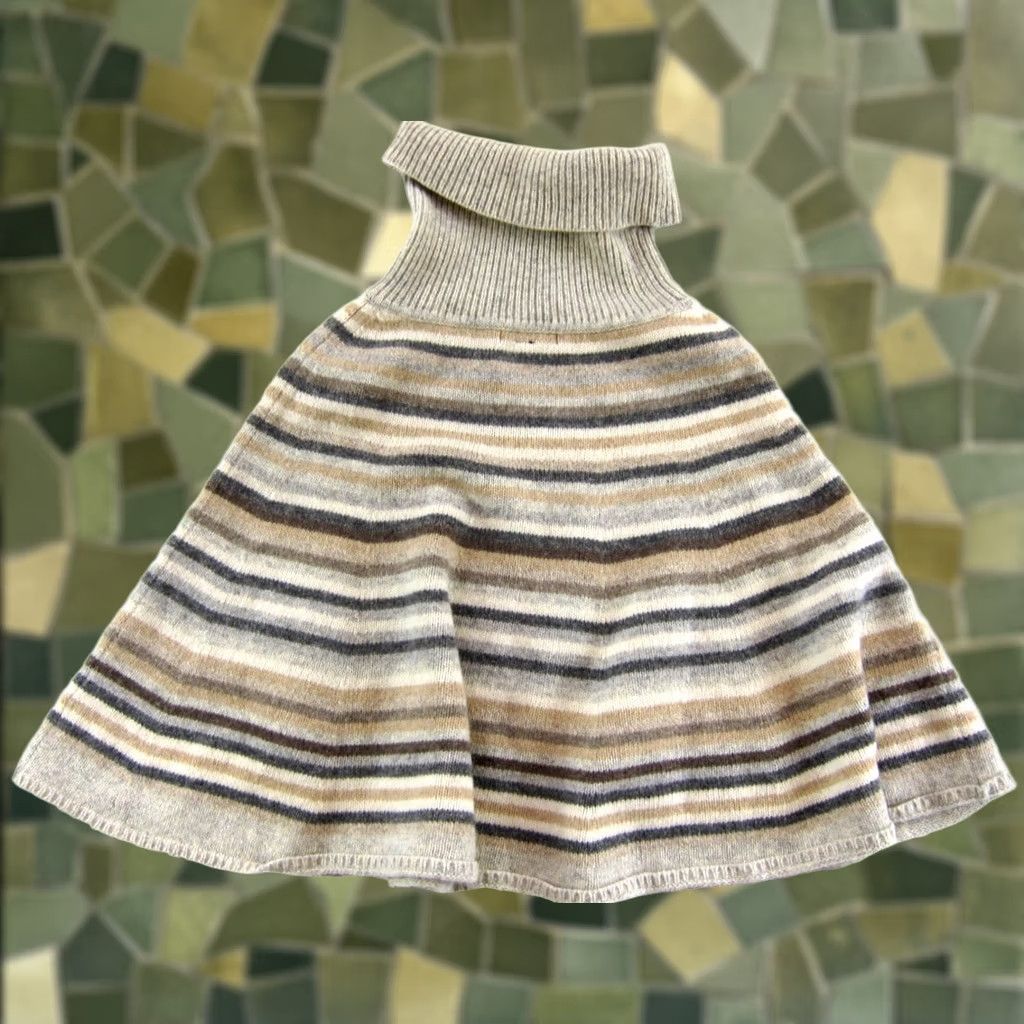 Gap GAP XS/S Turtleneck Poncho Sweater Pockets Striped 100% Lambs Wool Gray Cream Size XS / US 0-2 / IT 36-38 - 1 Thumbnail