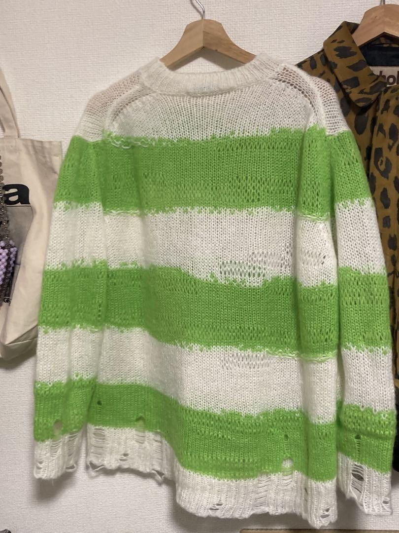 Acne Studios Distressed Mohair Striped Knit Sweater Size US S / EU 44-46 / 1 - 2 Thumbnail