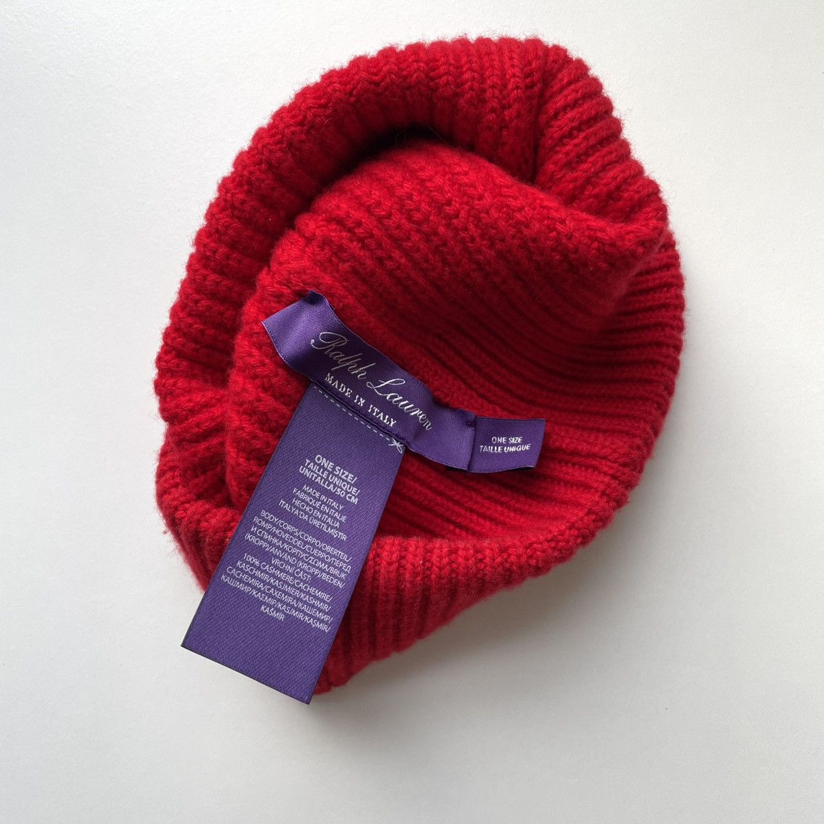 Ralph Lauren Purple Label PURPLE LABEL Ralph Lauren 100% Cashmere Red Knit Beanie Size ONE SIZE - 2 Thumbnail