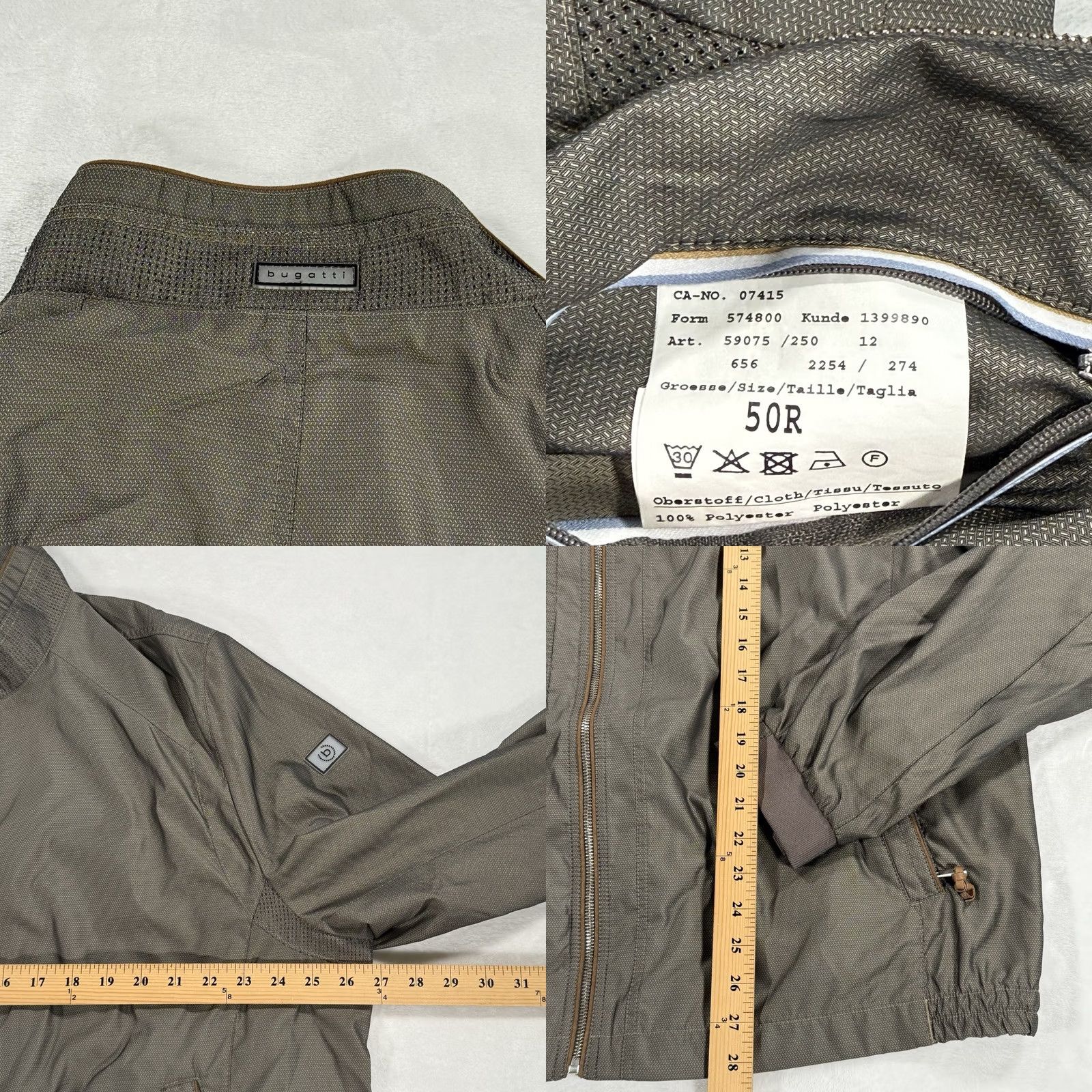 Bugatti Bugatti Jacket Mens 50 Regular Brown Full Zip Rain Coat Blouson 50R Size US M / EU 48-50 / 2 - 8 Thumbnail