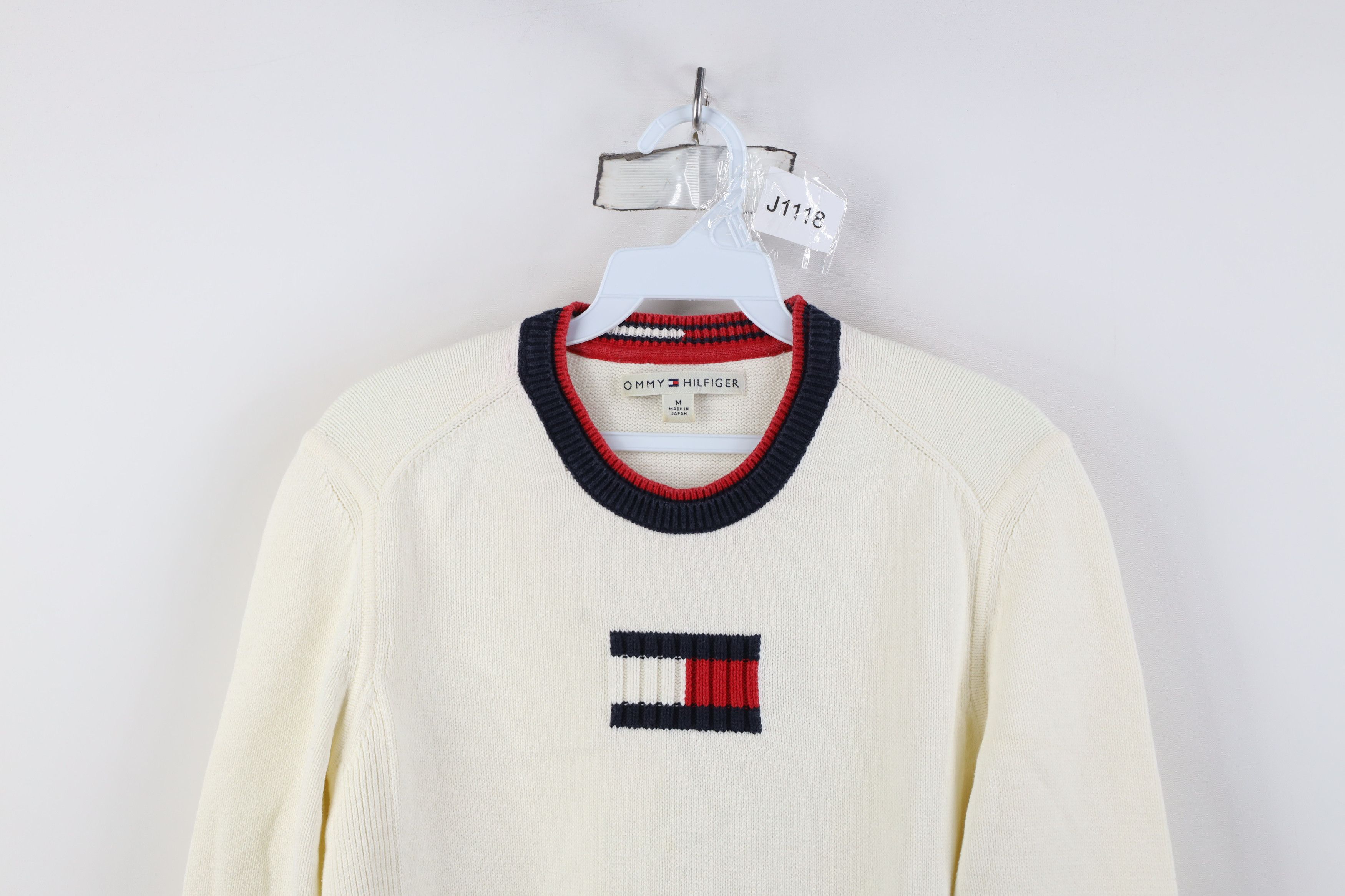 Tommy Hilfiger Vintage 90s Y2K Tommy Hilfiger Logo Knit Sweater Cream Size M / US 6-8 / IT 42-44 - 2 Thumbnail