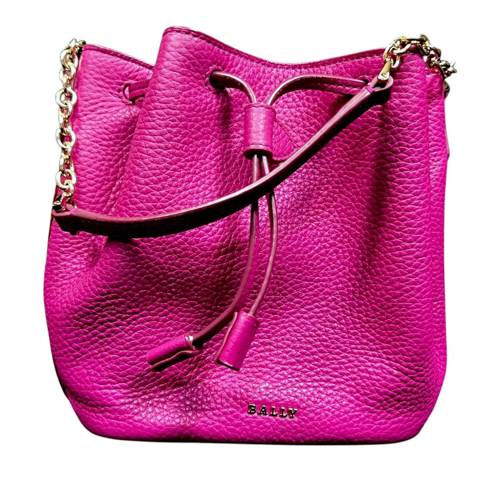 Bally Bally Top Handle Pink Pebbled Drawstring Bucket Bag $795 Size ONE SIZE - 6 Thumbnail