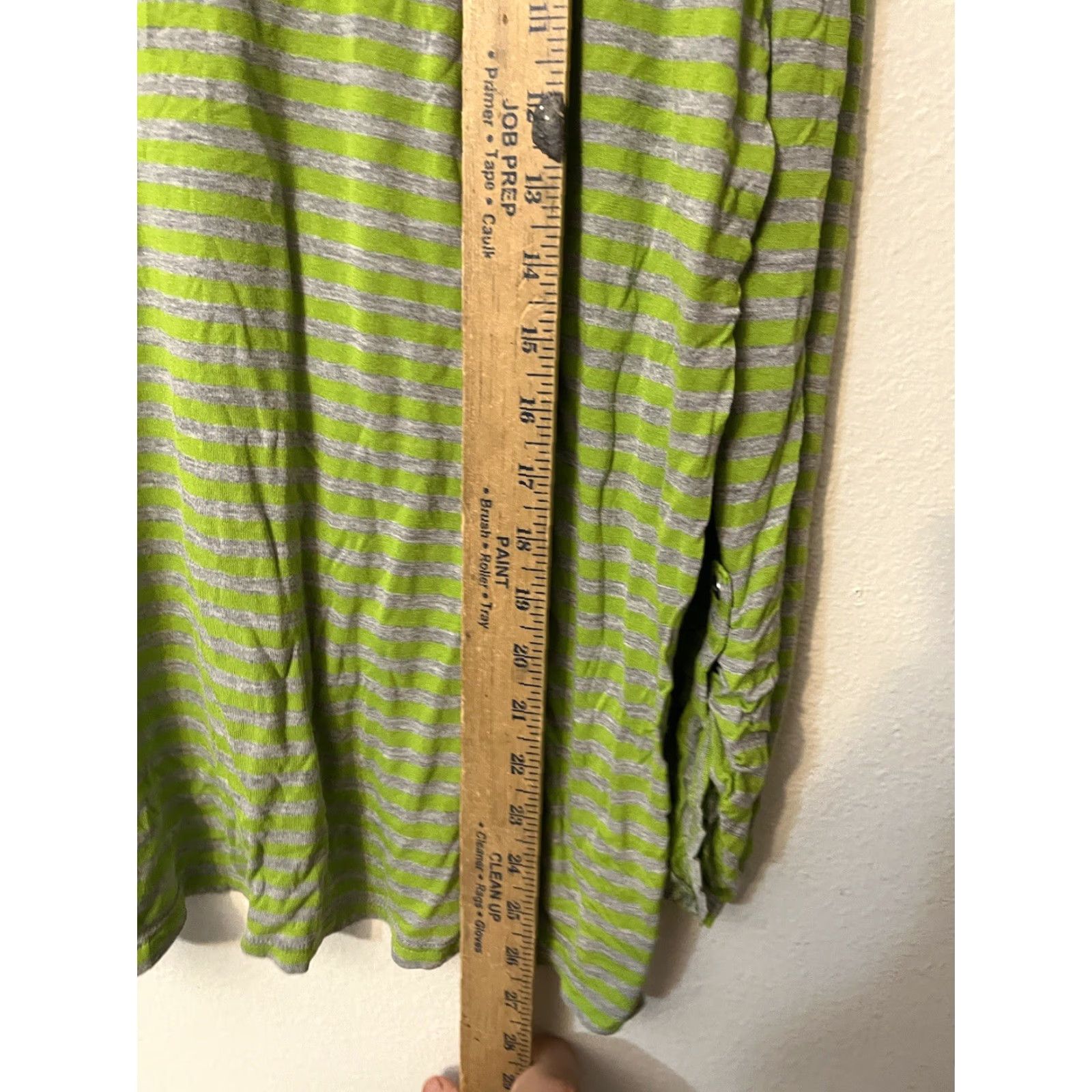 Liz Claiborne Liz Claiborne Womens Polo Shirt Green Striped Long Sleeve Roll Tab Pocket High Low XL Size XL / US 12-14 / IT 48-50 - 4 Thumbnail