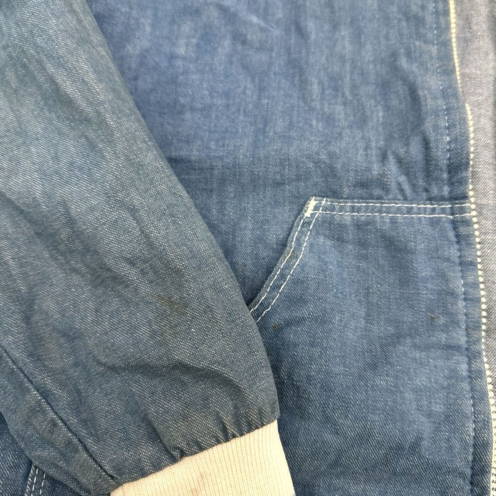 Denime VINTAGE Women’s 70/80s Lightweight Cotton Denim Varsity Jacket Letterman Medium Jacket Blue Womens 1980s - Denim Varsity Letterman, M Size M / US 6-8 / IT 42-44 - 4 Thumbnail