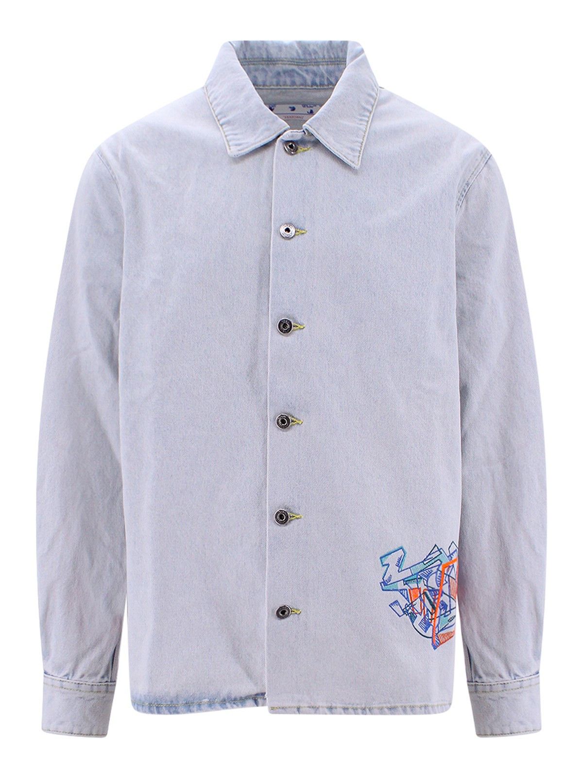 Off-White o1y0325 Logo Denim Shirt in Blue Size US S / EU 44-46 / 1 - 1 Thumbnail