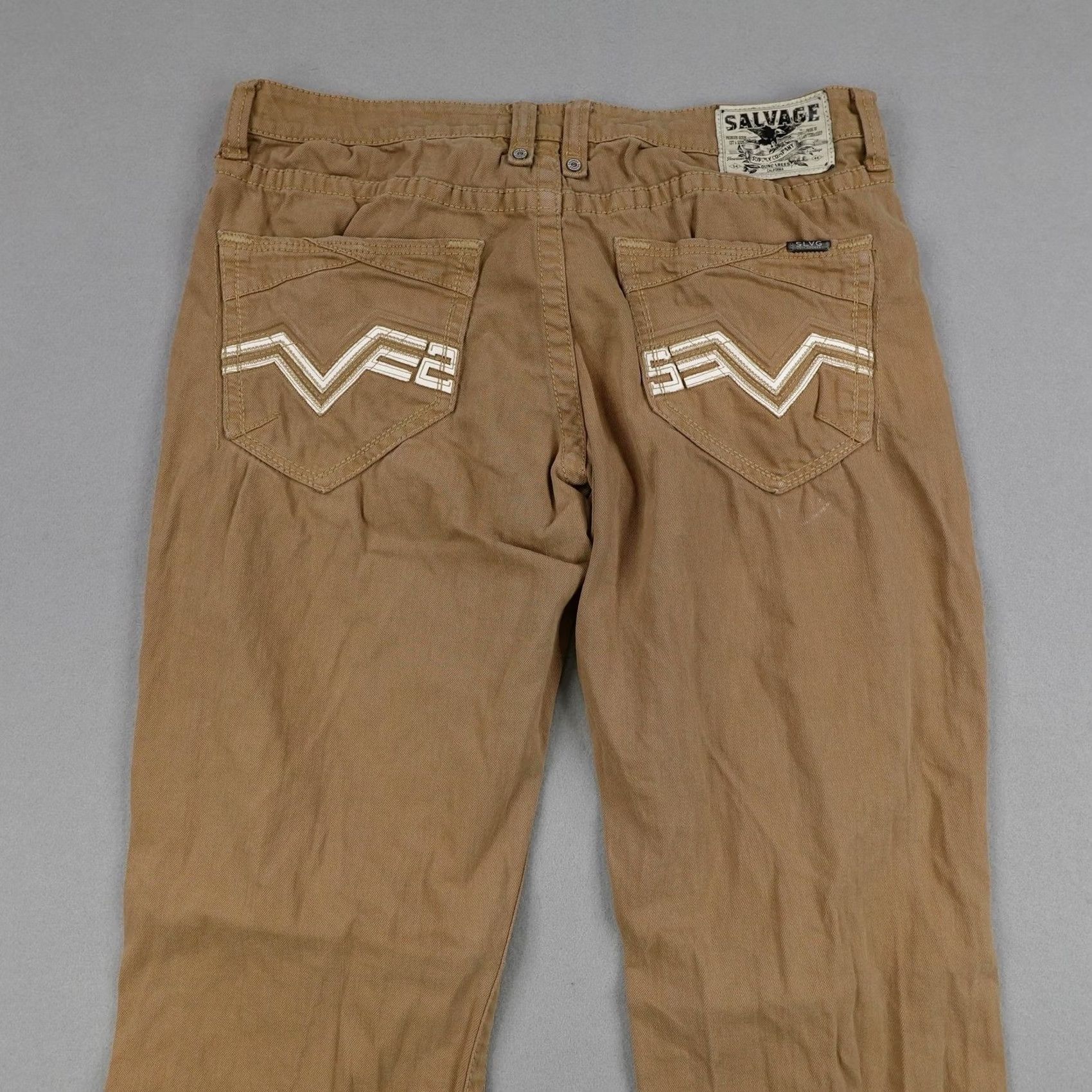 Vintage Salvage Supply Company Jeans Mens 36 Beige 36x34 Tan Buckle Mayhem Straight Pantas Size US 36 / EU 52 - 5 Thumbnail