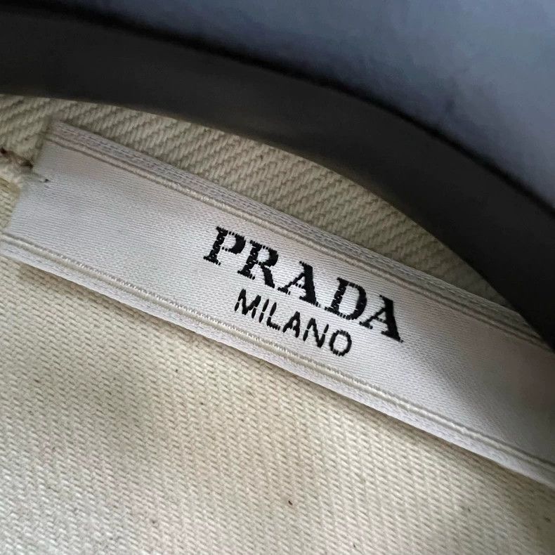 Prada Prada Beige triangle logo denim shirt 2501-Nextarrow Size US XL / EU 56 / 4 - 5 Thumbnail