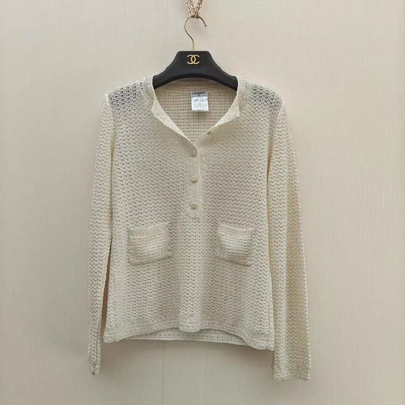 Chanel Chanel Long Sleeve Knitted Cardigan in Dark Blue 0089 Size L / US 10 / IT 46 - 1 Thumbnail