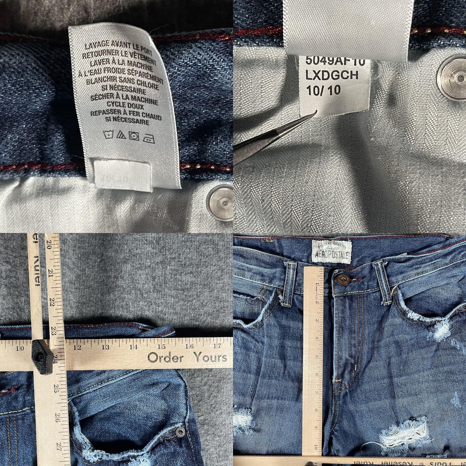 Vintage Aéropostale Jeans Mens 30x30 Blue Driggs Slim Bootcut Distressed Ripped Denim Size US 30 / EU 46 - 8 Thumbnail