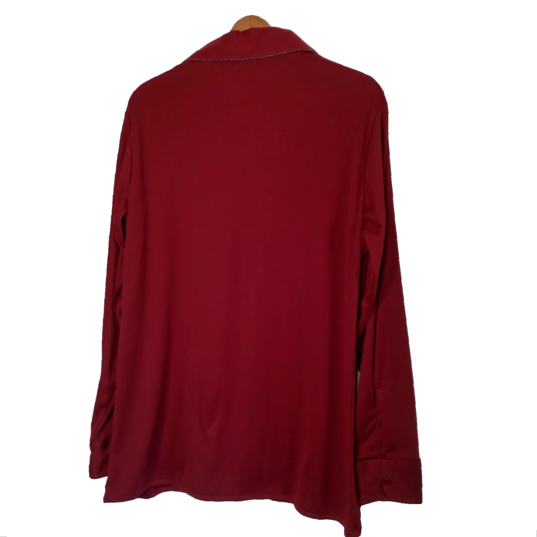Vintage VINTAGE Career Club Shirt 1970s Grandpacore Mens Long Sleeve Button-Up Collared Maroon Polyester Stretch Regular L Size US L / EU 52-54 / 3 - 2 Thumbnail
