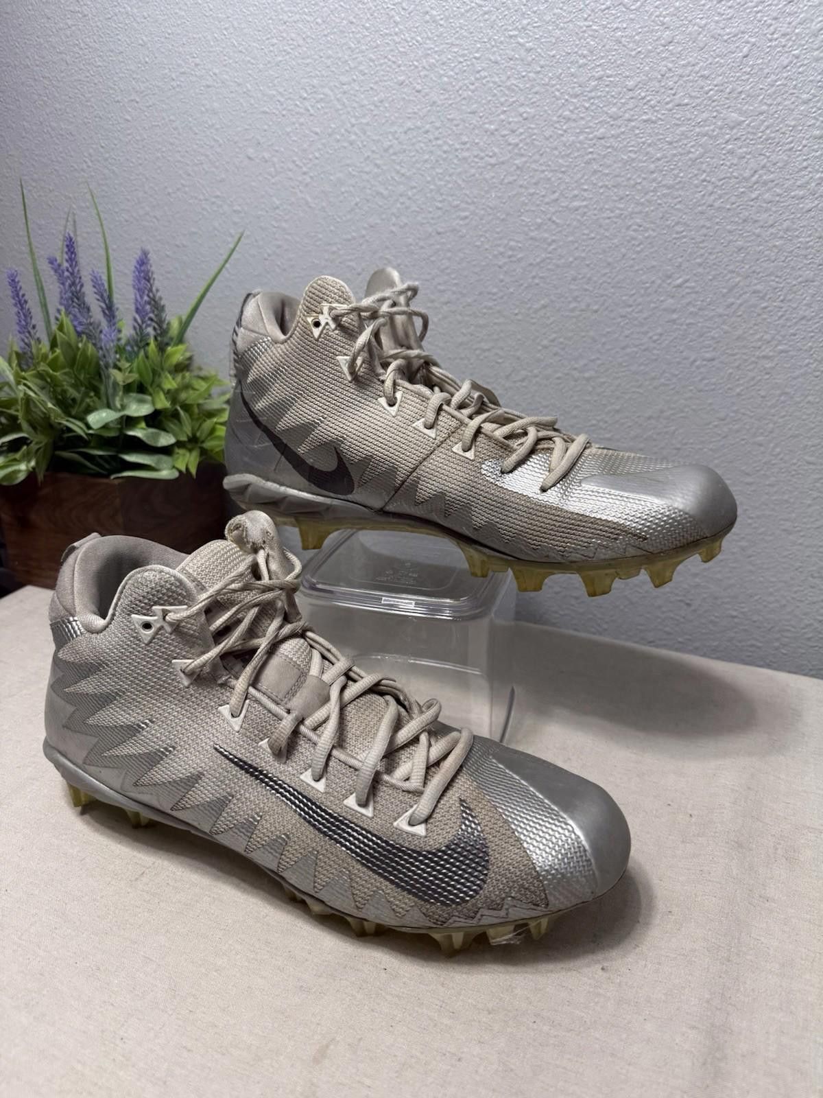 Nike Nike Alpha Menace Pro Mens 11.5 Silver Mid Football Cleats Size ONE SIZE - 1 Thumbnail