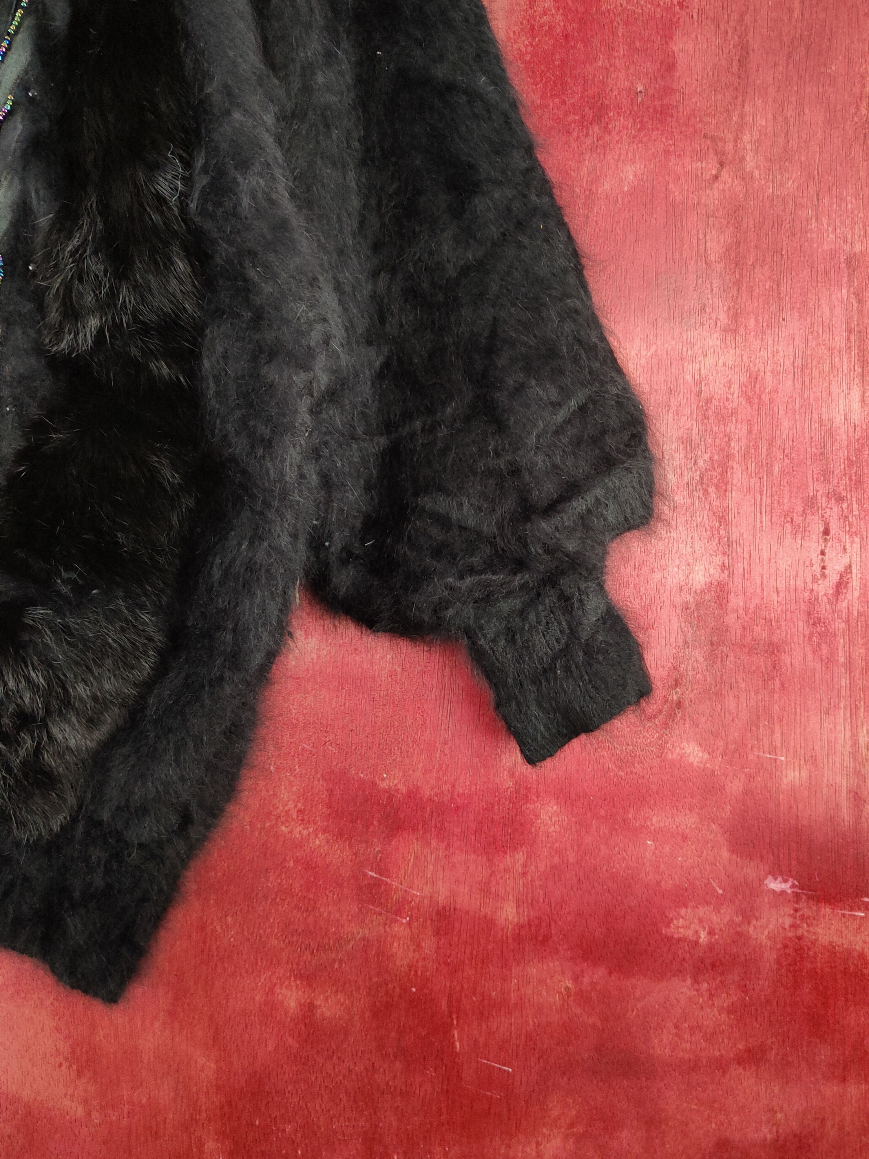 Homespun Knitwear Caratte Black Shag Shaggy Fur Mohair Jackets #S2040 Size L / US 10 / IT 46 - 6 Thumbnail