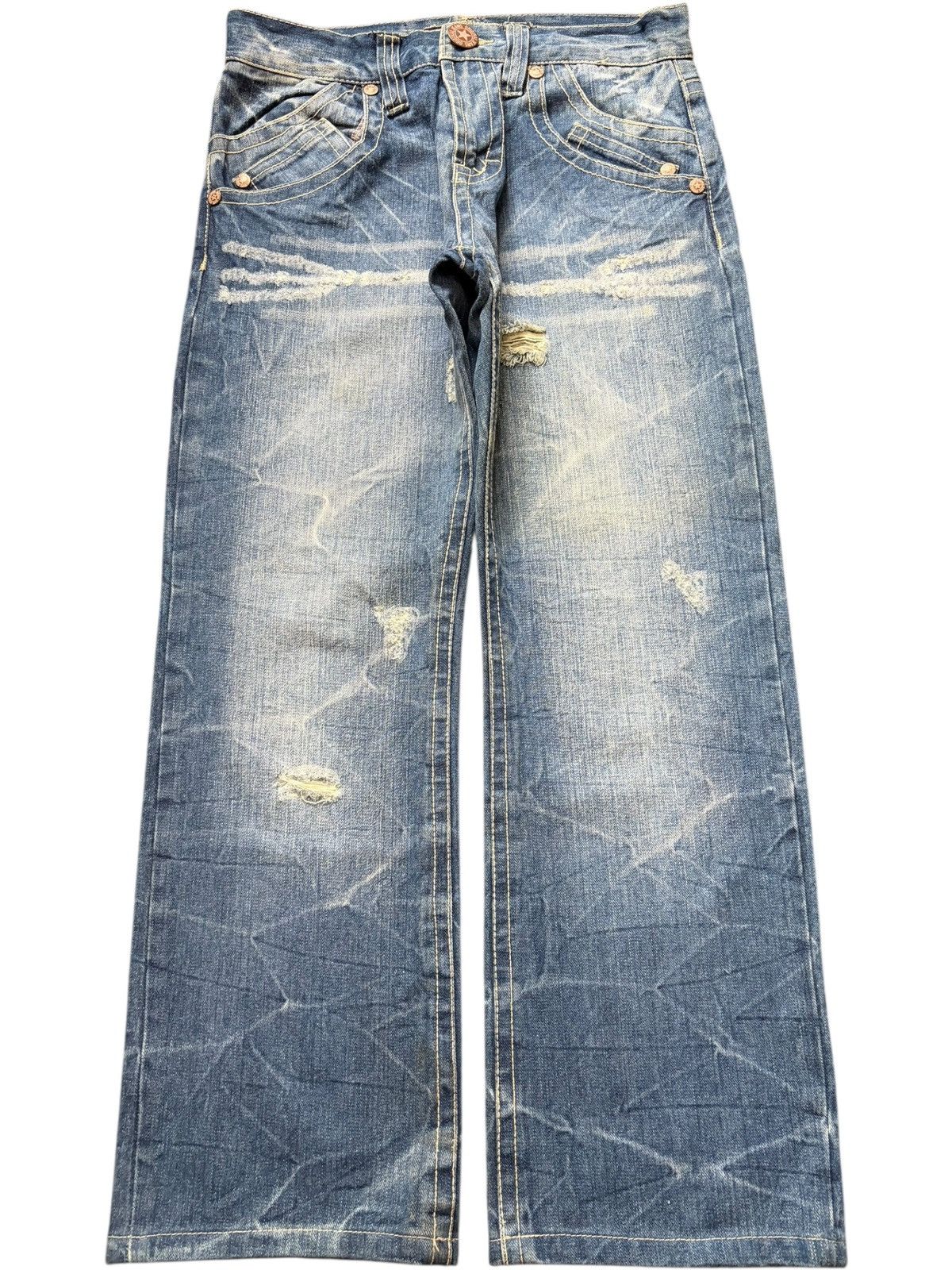 Ksubi Vintage Japanese Brand Groovy Printed Distressed Jeans Size 29" - 1 Thumbnail