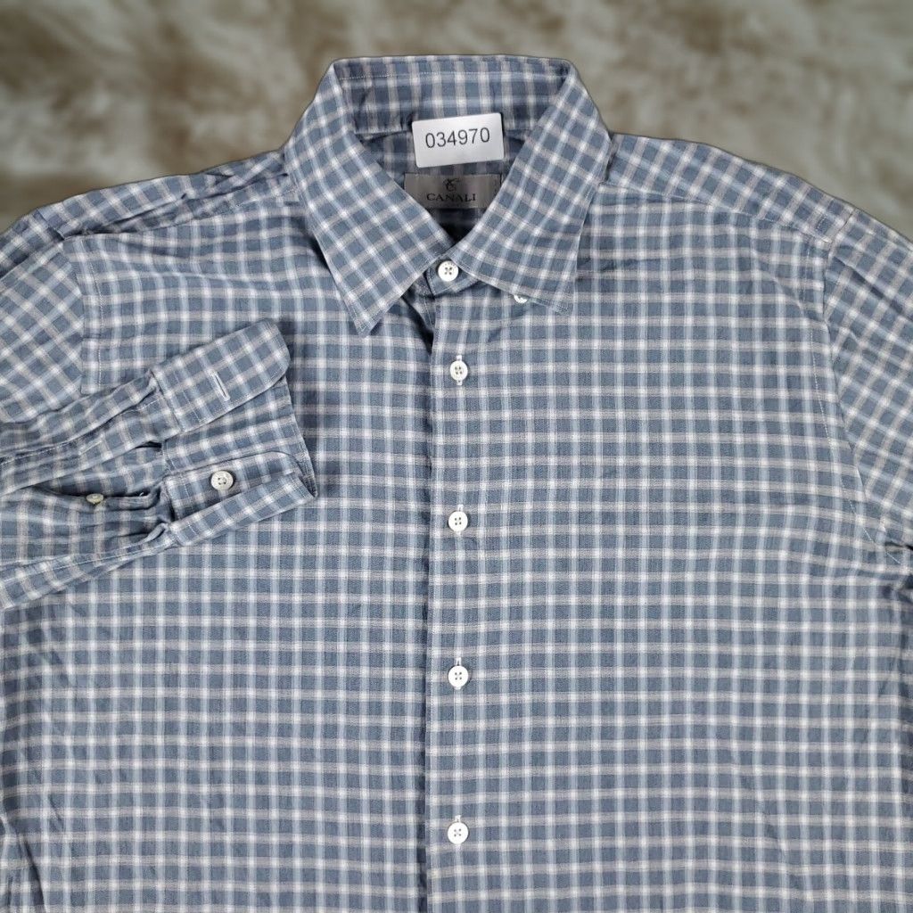 Canali VINTAGE Canali Shirt Mens Size 2XL Blue Red Plaid Button-Up Long Sleeve Adult Large Blue Canali Button-Down Mens Shirt (Plain) Size US L / EU 52-54 / 3 - 1 Thumbnail