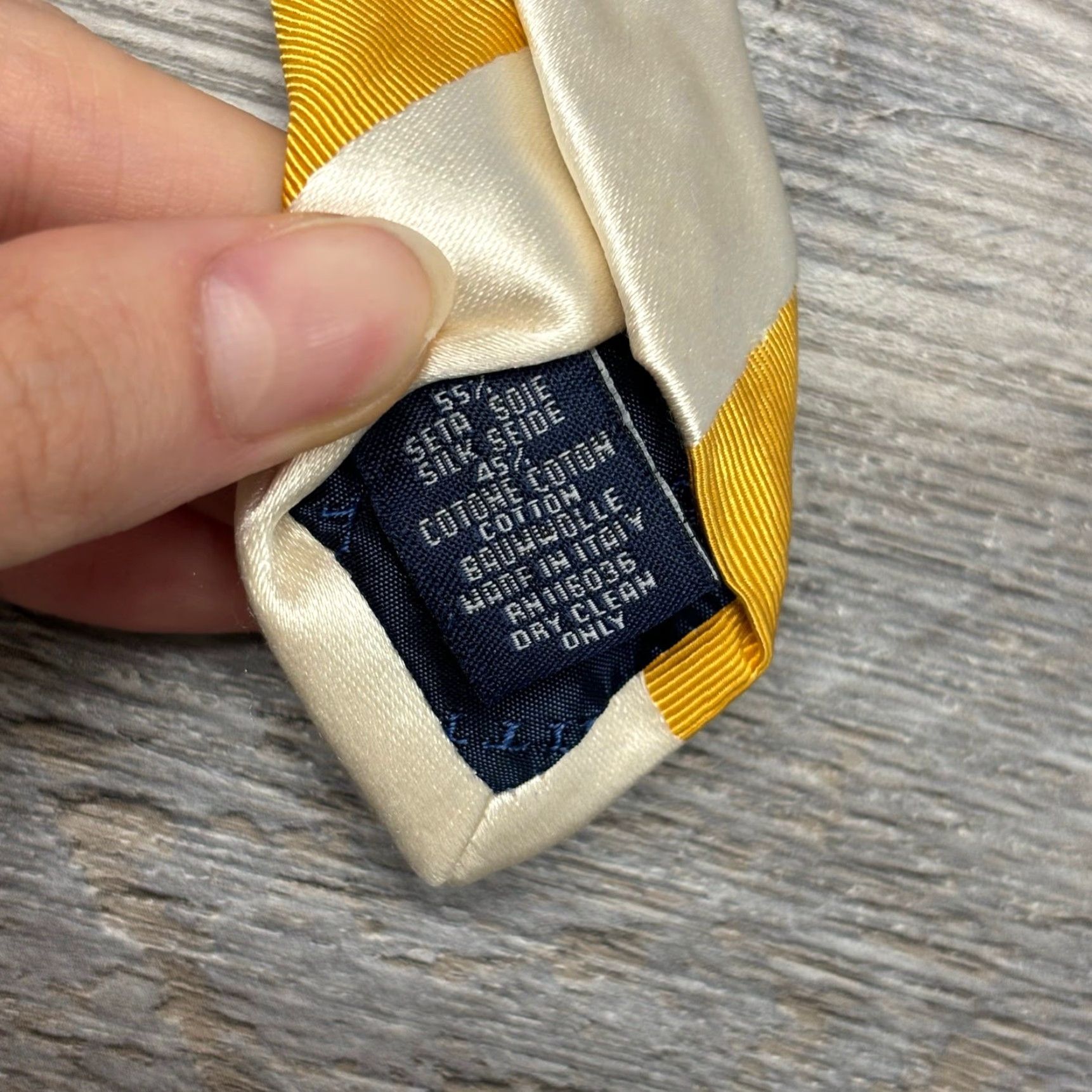 Charles Tyrwhitt Charles Tyrwhitt White Yellow Striped Mens 59" Silk Blend Business Neck Tie Size ONE SIZE - 4 Thumbnail