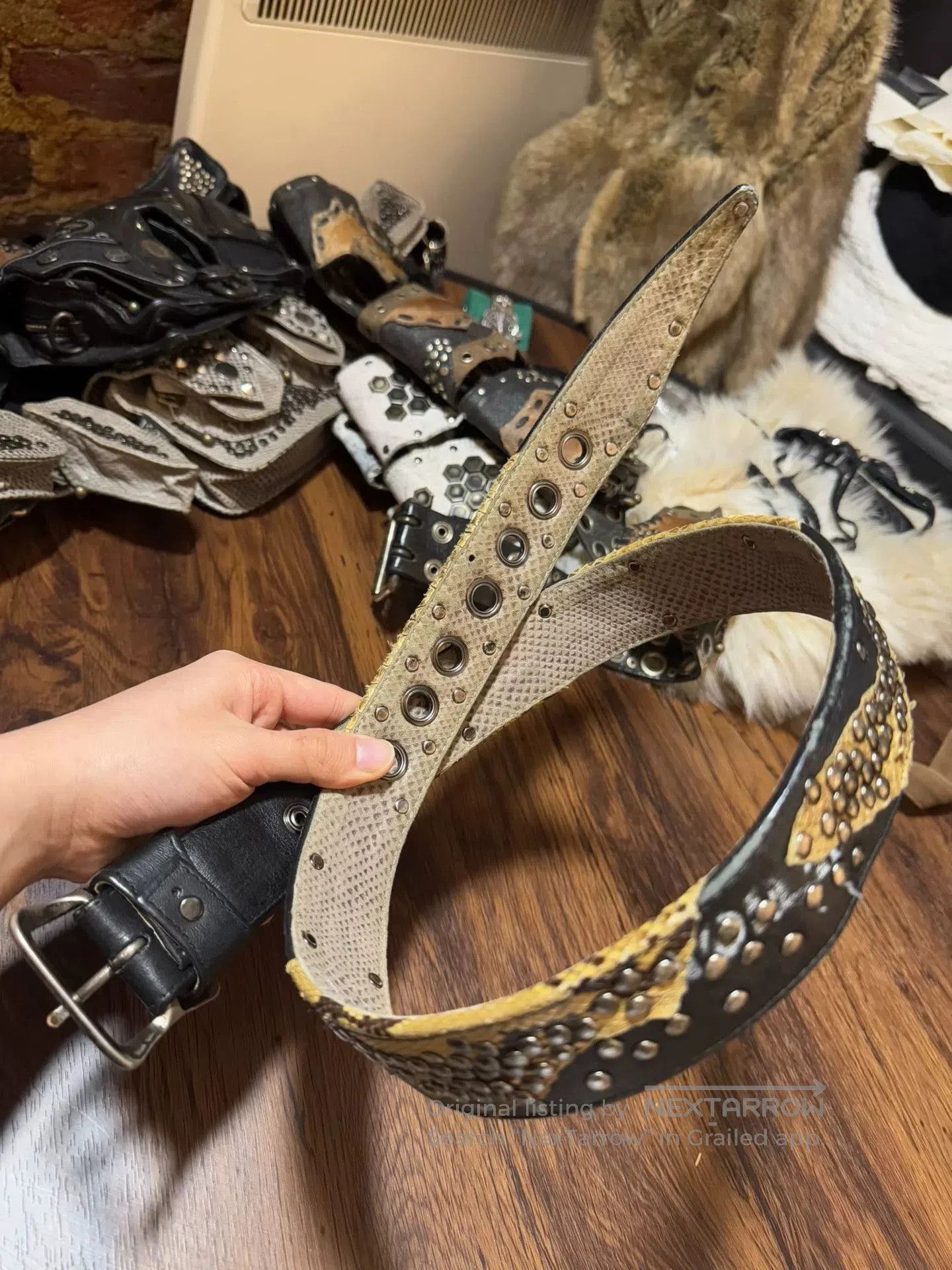 KMRii kmrii Snake Skin Leather Belt. Size ONE SIZE - 3 Thumbnail