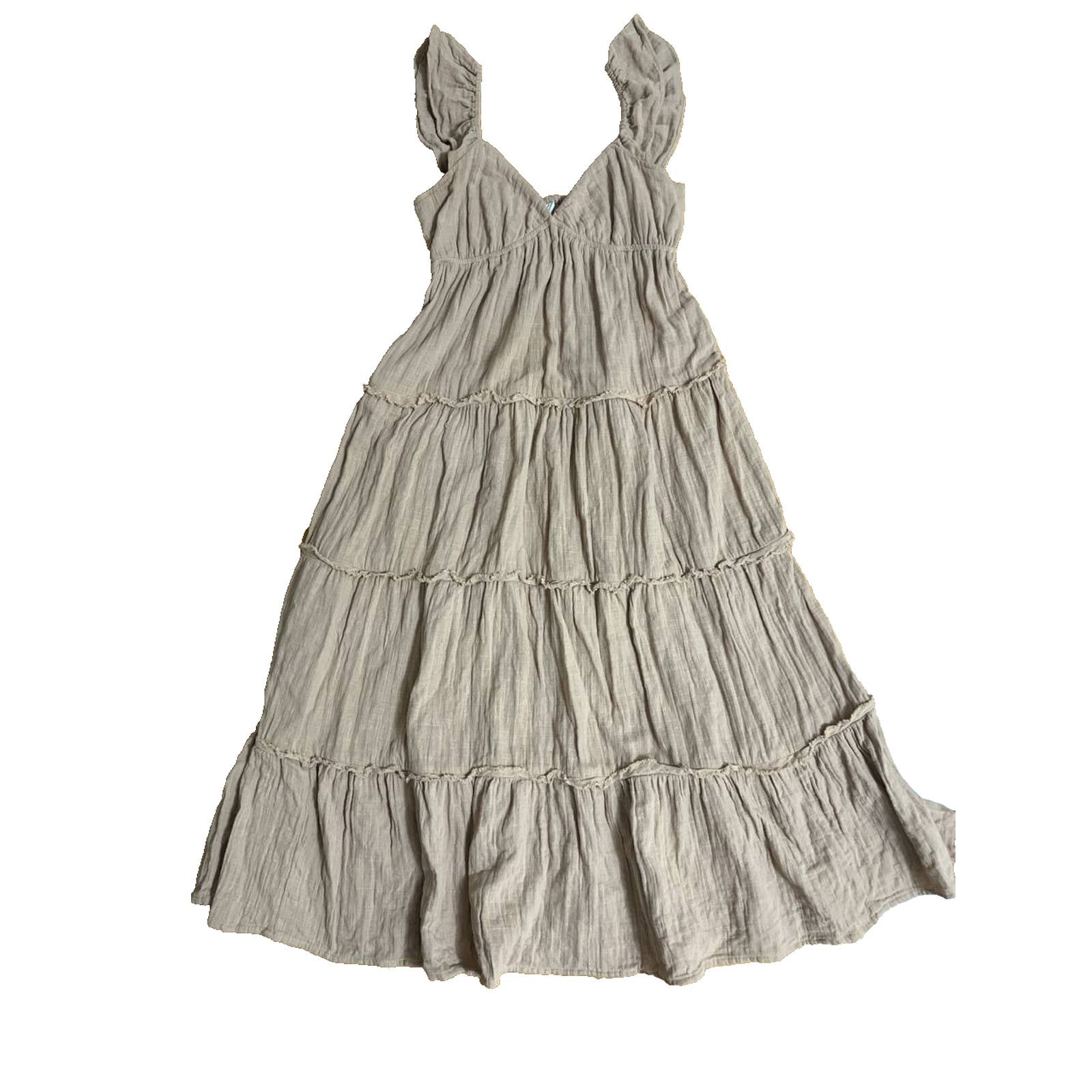 Robyn Lynch Roxy Palmy Cotton Gauze Midi Dress Taupe Medium A01896 Size M / US 6-8 / IT 42-44 - 2 Thumbnail