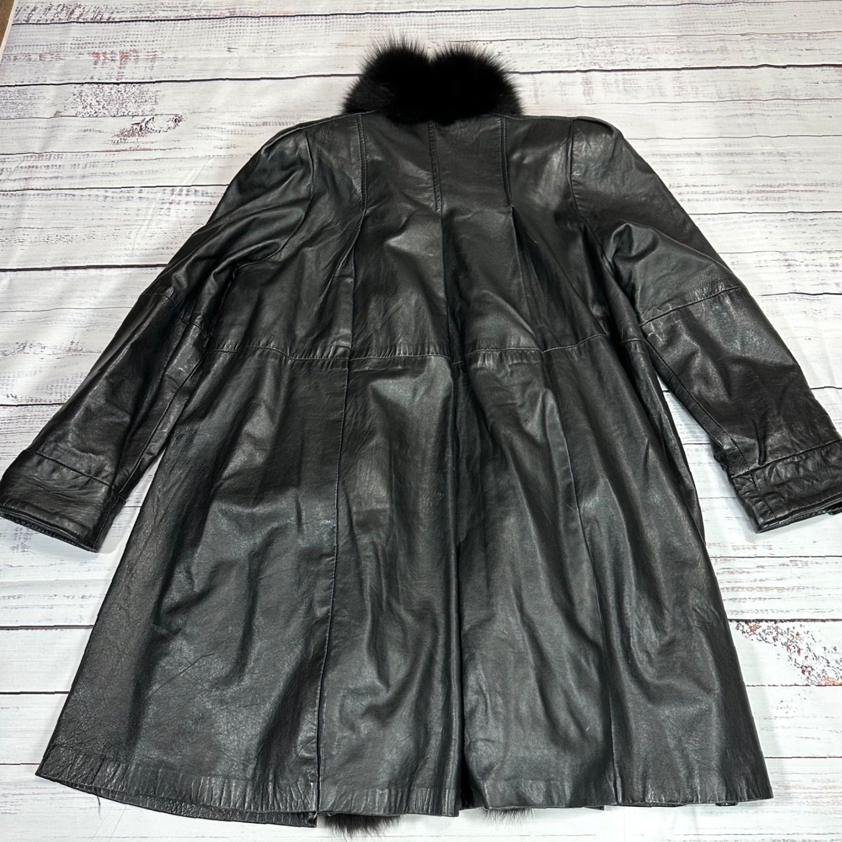 Vintage J. Percy For Marvin Richards Mens Black Leather Jacket Sz S Faux Mink Fur Trim Size US S / EU 44-46 / 1 - 5 Thumbnail