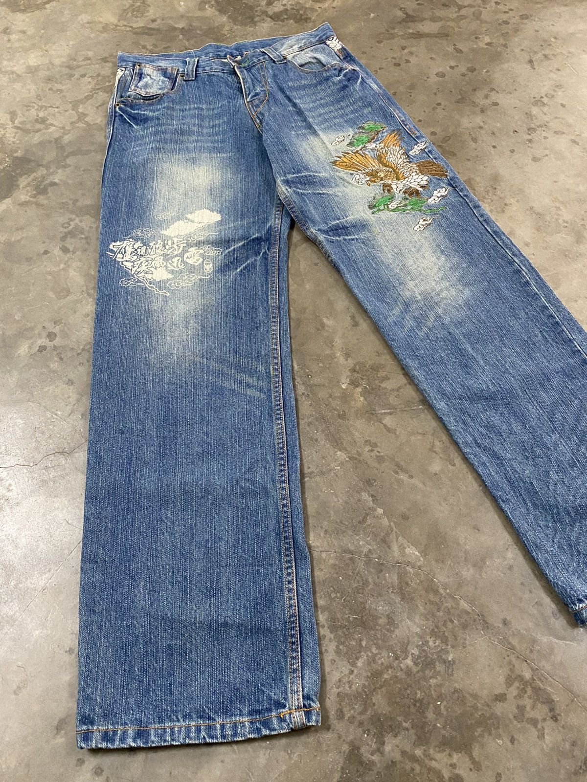 Dragonfly × Hysteric Glamour × Japanese Brand Baggy Jeans Japanese Karakuri Embroidered Eagle @239act Size US 30 / EU 46 - 1 Thumbnail