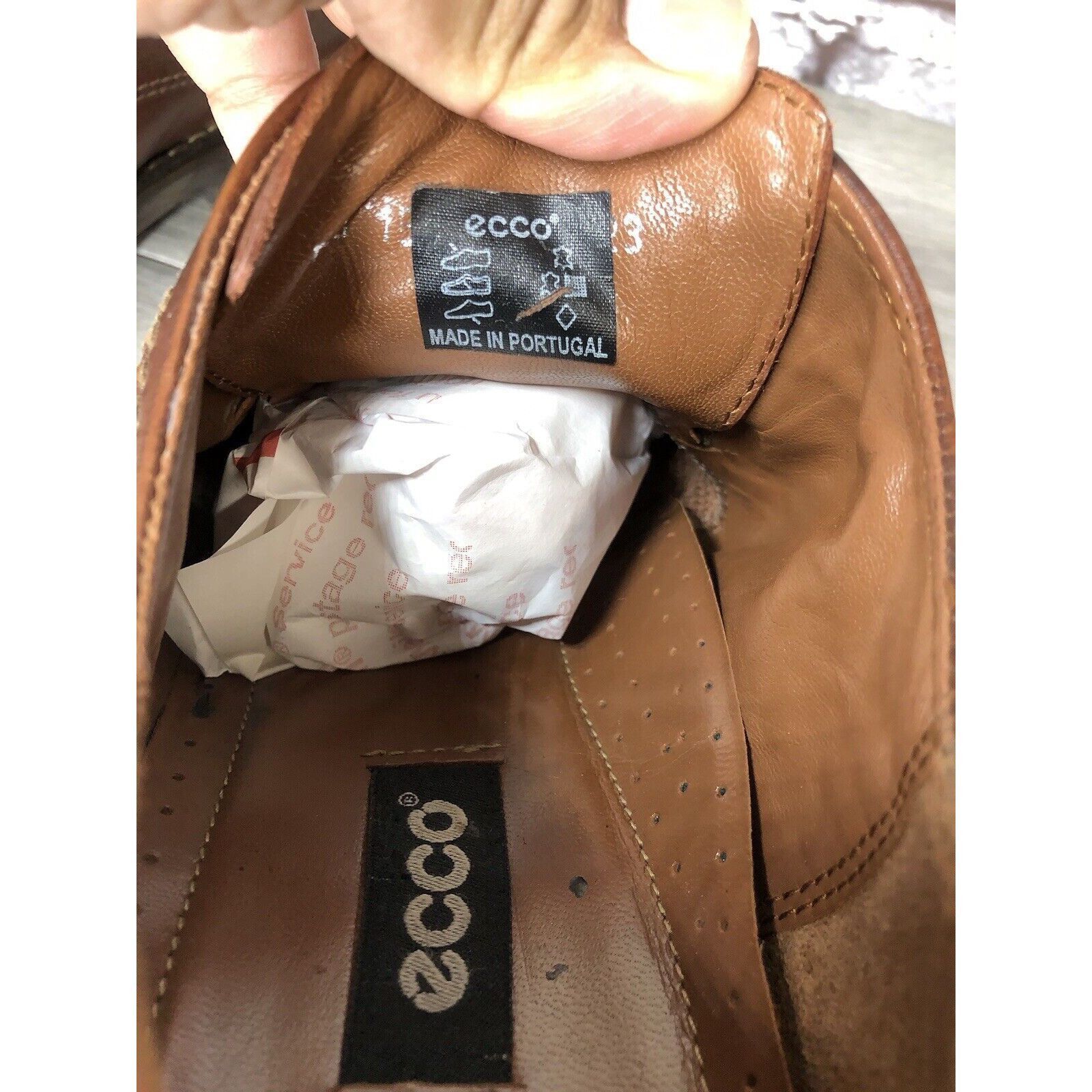 Ecco Ecco Vibram Gumlite Brown Leather Square Toe Oxfords Dress S Size US 12 / EU 45 - 22 Thumbnail