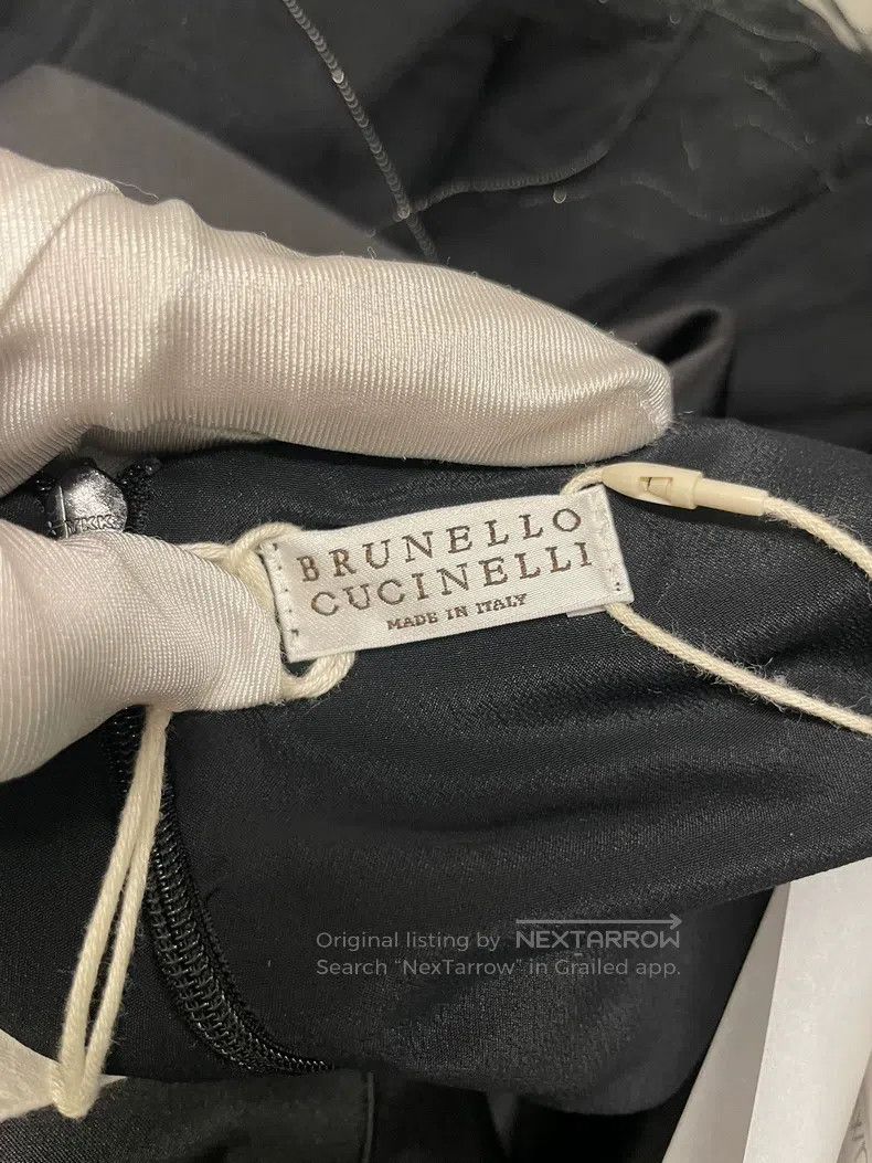 Brunello Cucinelli Brunello Cucinelli Black Beaded Polyester Dress Size M / US 6-8 / IT 42-44 - 3 Thumbnail