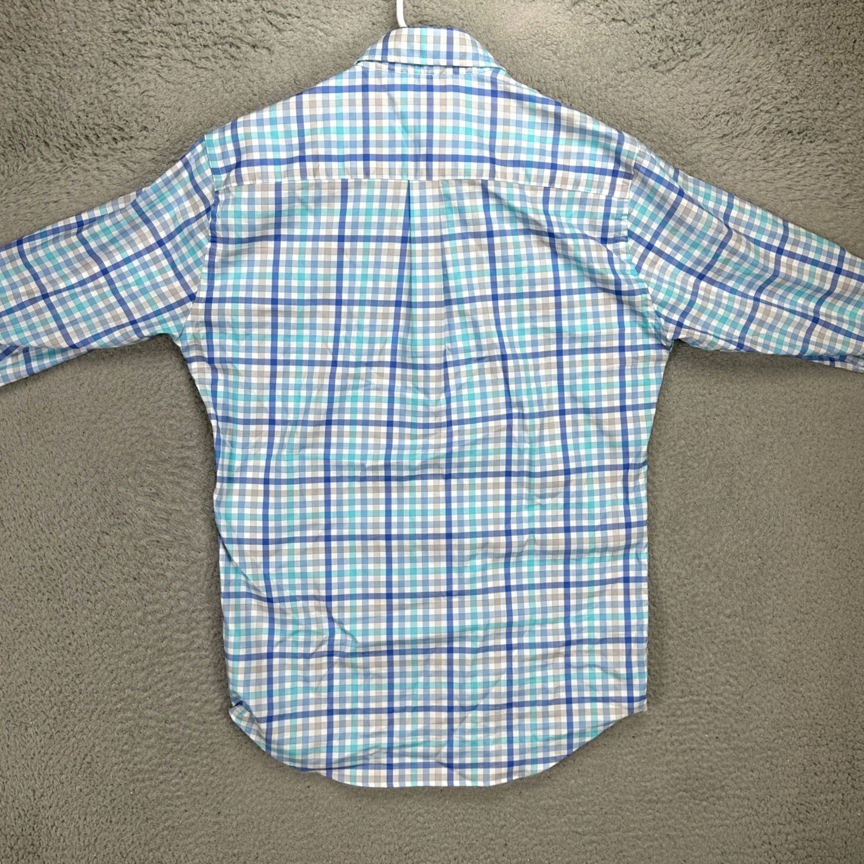 Peter Millar Peter Millar Mens Shirt Small Blue Tan Plaid Stretch Button Down Nylon Blend Size US S / EU 44-46 / 1 - 3 Thumbnail