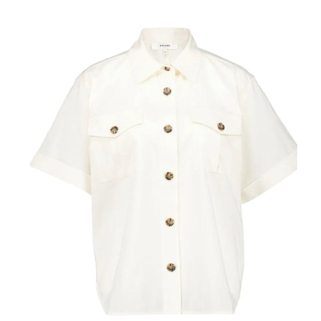 Frame FRAME NWT Utility Pocket Short Sleeve Button-Up Shirt Size US L / EU 52-54 / 3 - 1 Thumbnail
