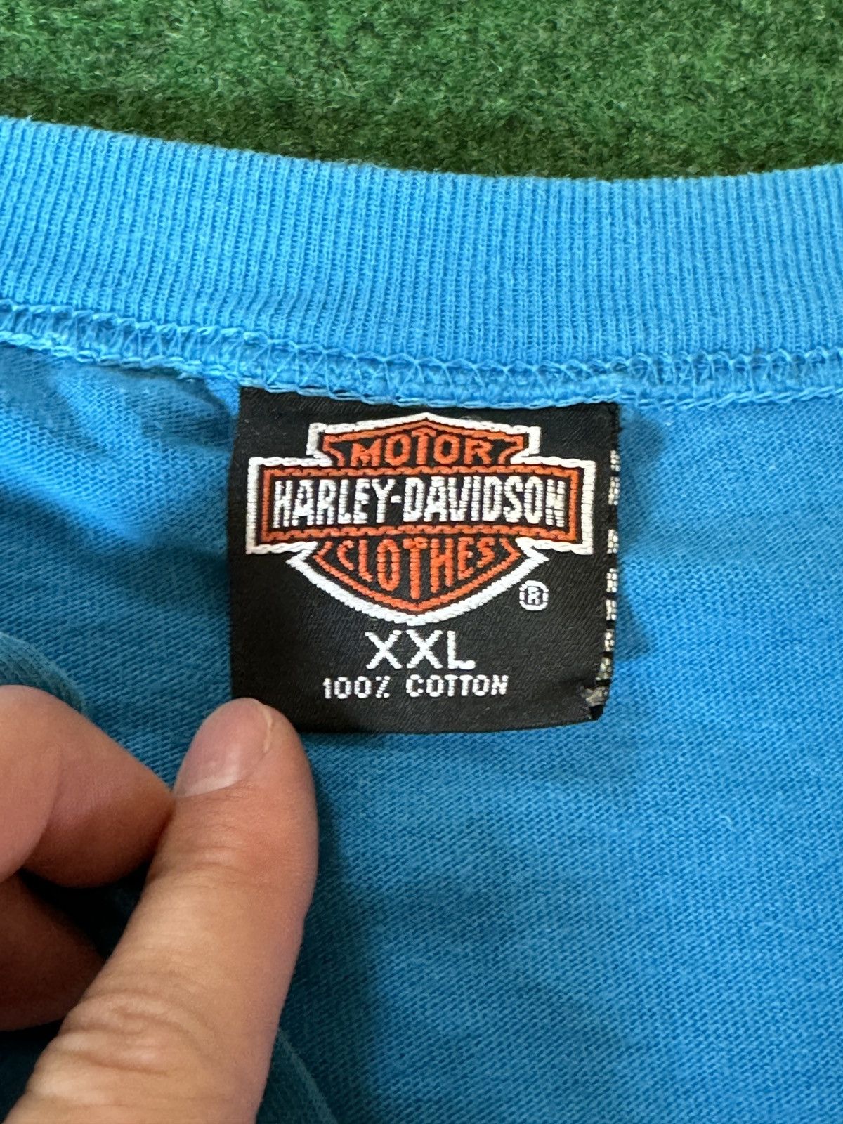Harley Davidson × Vintage Vintage 90s Harley Davidson RARE Kauai Hawaii Blue T Shirt Size US XXL / EU 58 / 5 - 4 Thumbnail