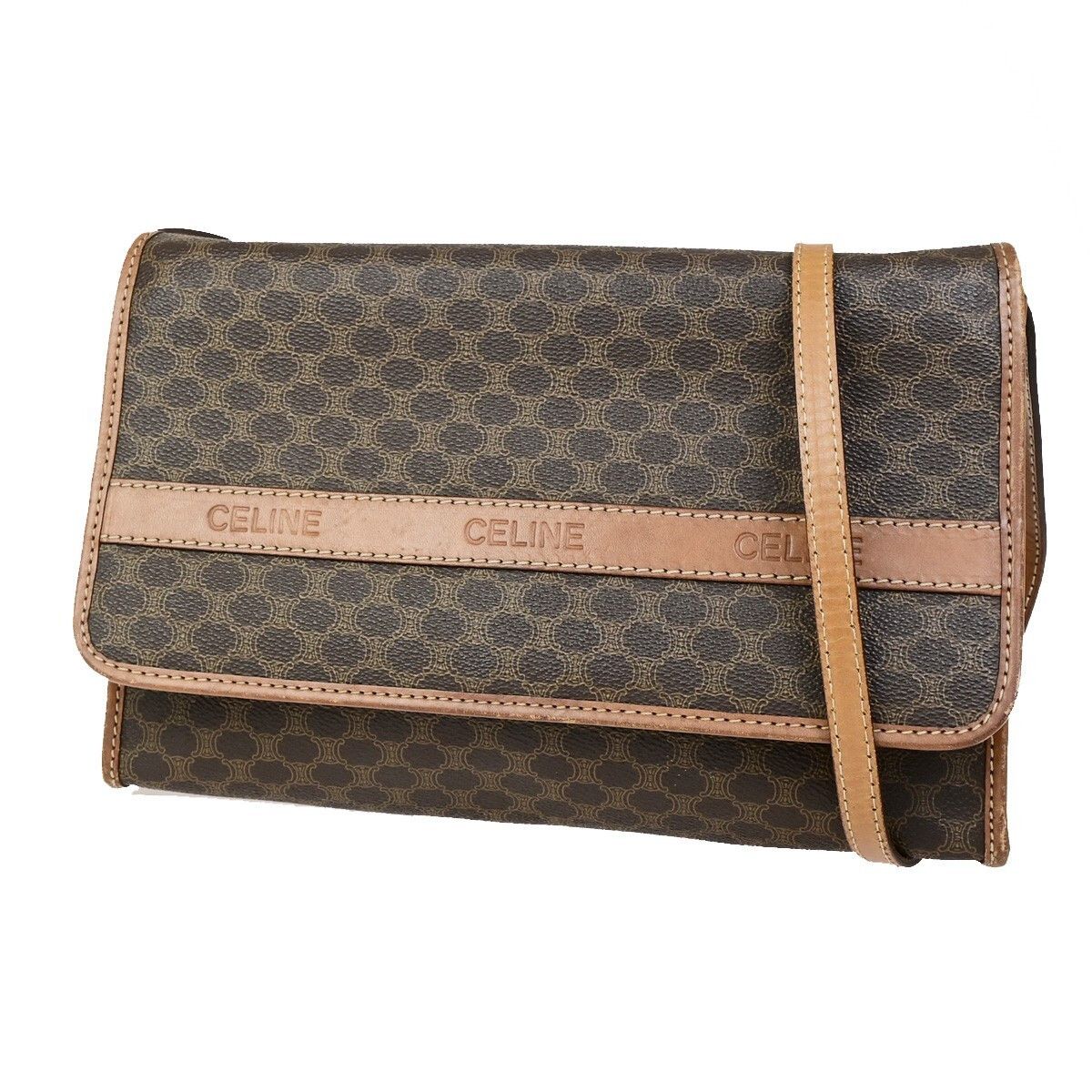Celine Celine Vintage Macadam Shoulder Bag Canvas and Leather Size ONE SIZE - 1 Thumbnail