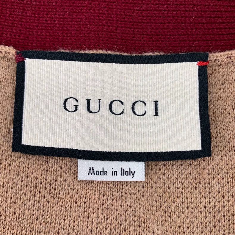 Gucci Gucci Red logo full-printed wool knitted long-sleeved cardi Size US S / EU 44-46 / 1 - 5 Thumbnail
