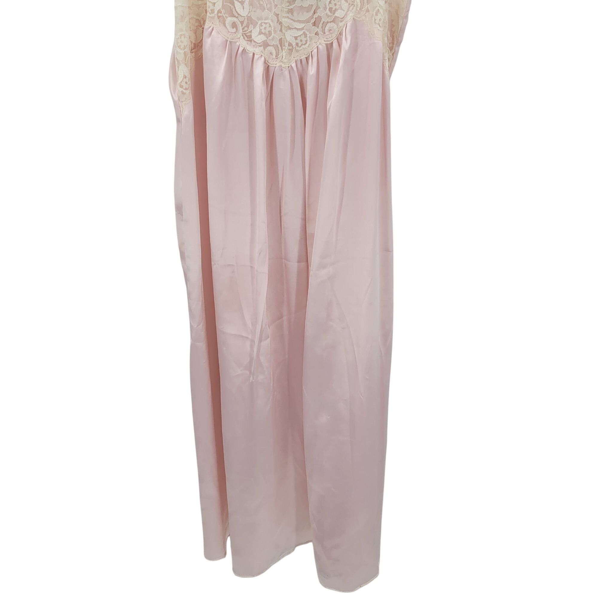 Vintage Vintage Sugar Plum Pastel Pink Nightgown Lace Trim Maxi Sz M Size ONE SIZE - 5 Thumbnail