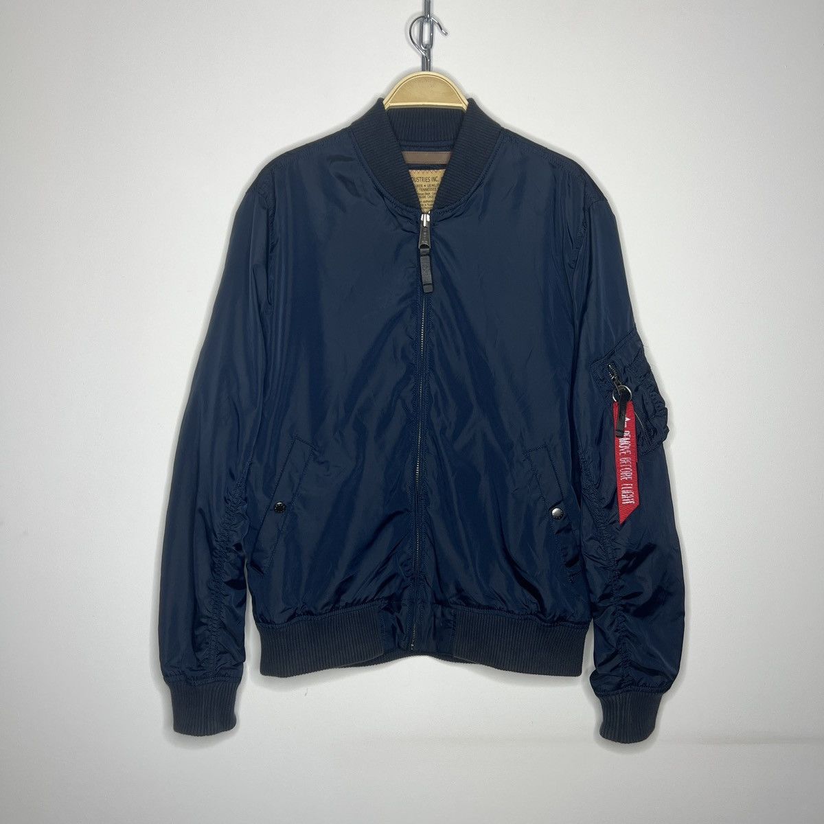 Alpha Industries Bomber Jacket MA-1 Navy Nylon XL size