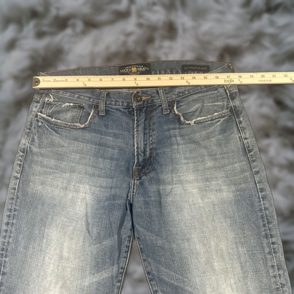 Lucky Brand Lucky Brand Jeans Men 34x32 Blue 361 Vintage Straight Distressed Mid Rise Zip Shirt Size US 34 / EU 50 - 1 Thumbnail
