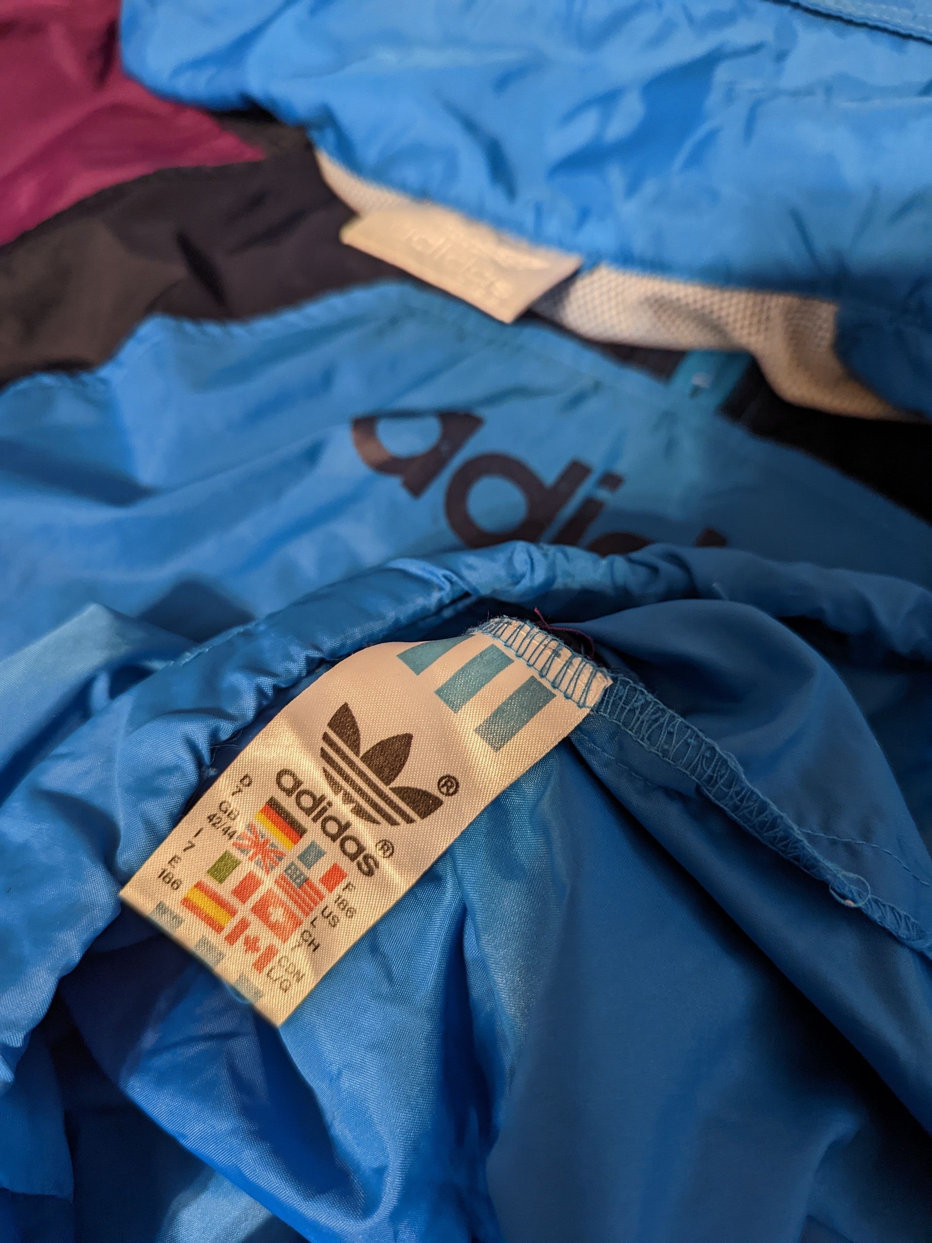 Adidas Vintage Adidas Trefoil Windbreaker 1990s Blue/Purple Taiwan Size US L / EU 52-54 / 3 - 3 Thumbnail