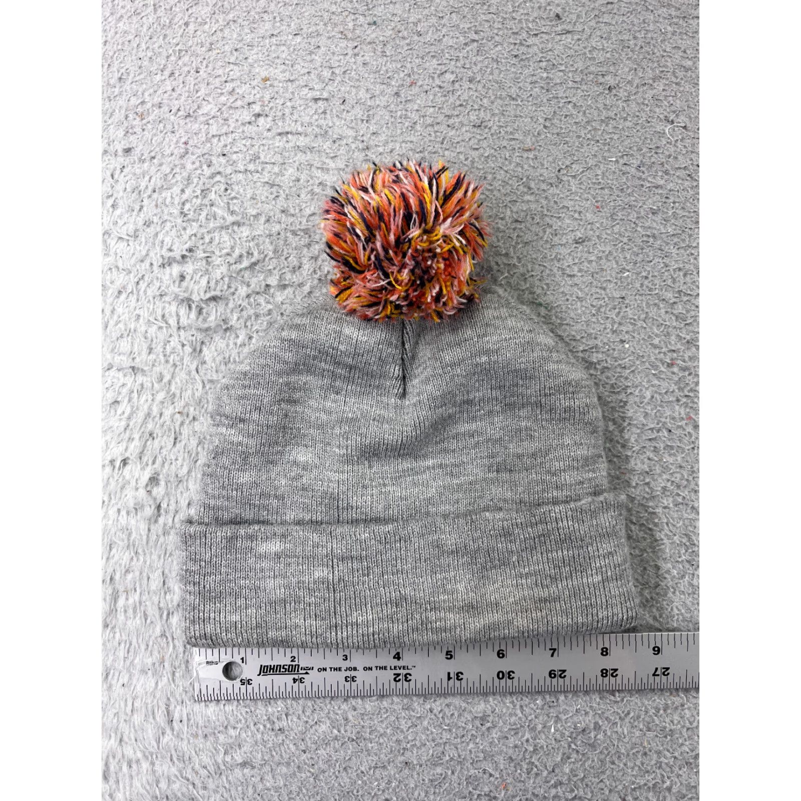 Vintage Gertex Beanie Toque Adult One Size Gray Orange Knit Acrylic Poly Blend Pom Hat/Cap Mens Beanie Size ONE SIZE - 4 Thumbnail