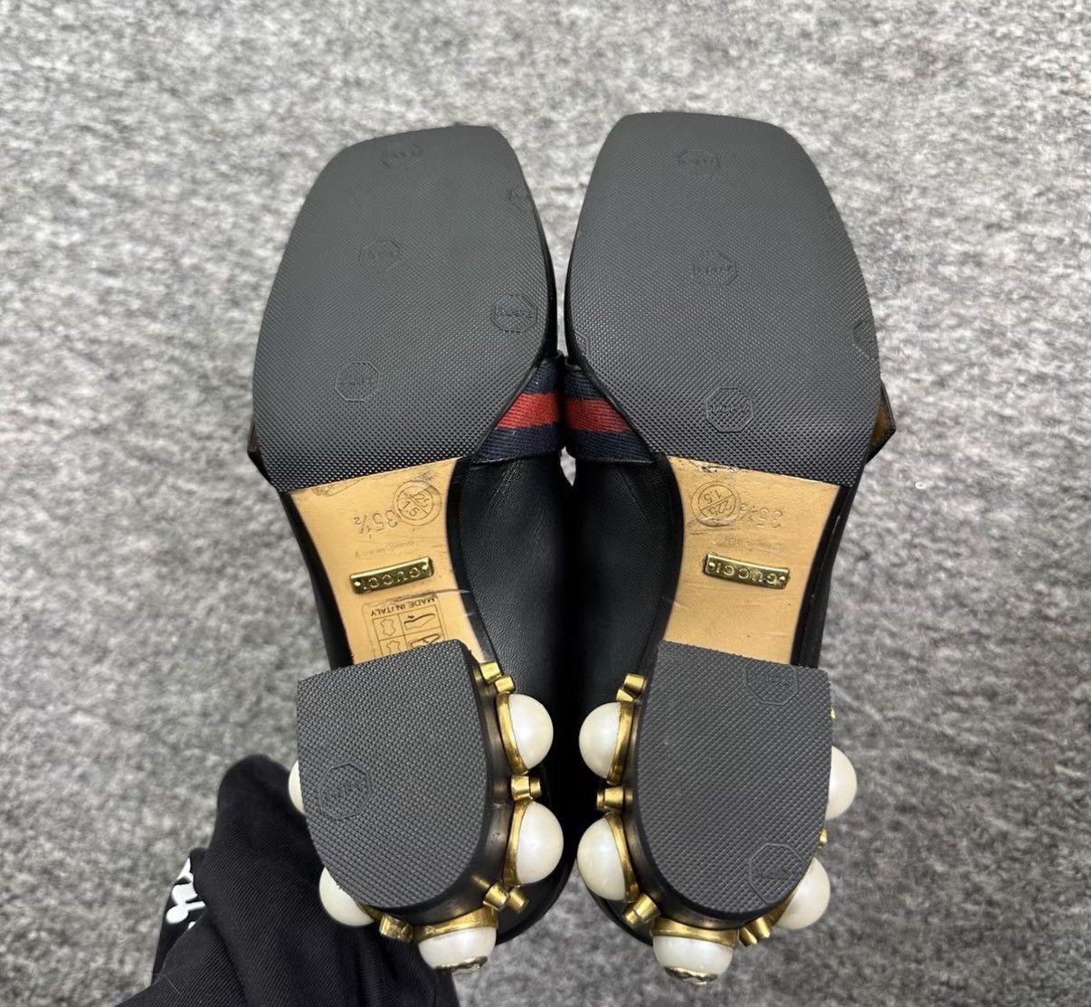 Gucci Gucci Pearl Black Square-Toe High Heels K12 Size US 5.5 / IT 35.5 - 4 Thumbnail