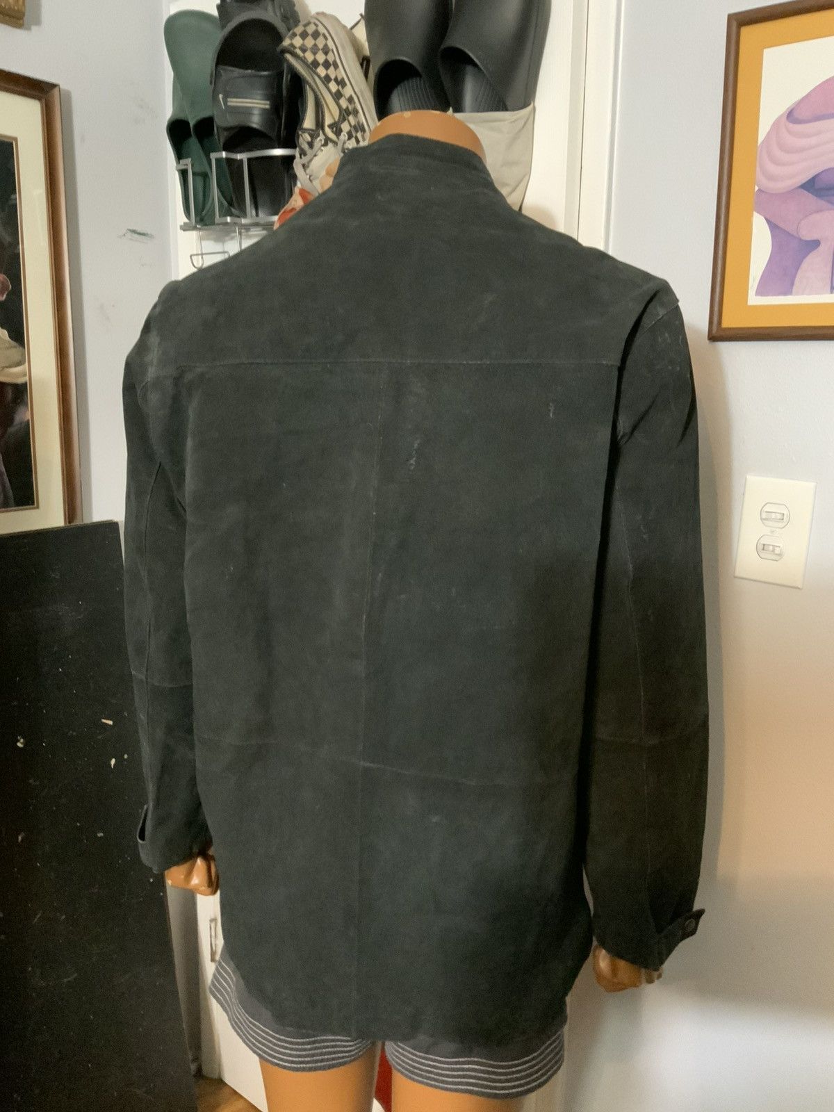 Vintage VTG Y2K Suede Leather Cafe Racer Stripe Motorcycle Jacket Size US L / EU 52-54 / 3 - 14 Thumbnail