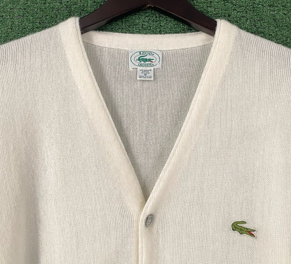 Lacoste 80’s Izod Lacoste White Knit Cardigan Sweater Mens Medium Size US M / EU 48-50 / 2 - 2 Thumbnail