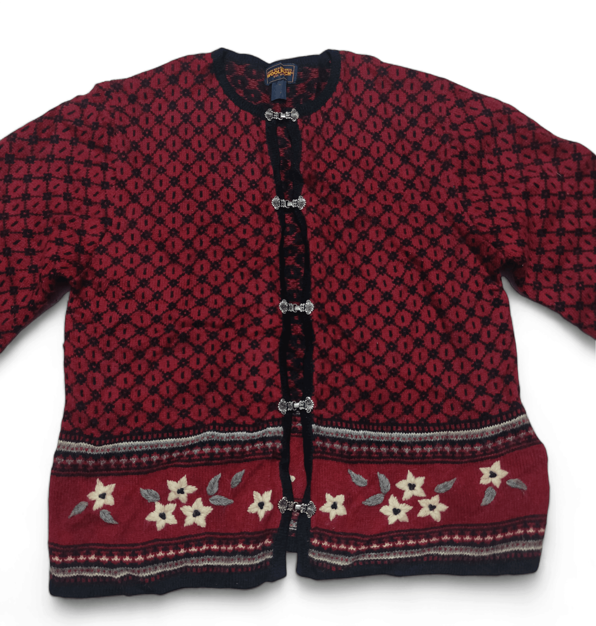 Woolrich Woolen Mills Vintage WOOLRICH Women's Floral Motifs Knit Wool Sweater Size XL / US 12-14 / IT 48-50 - 2 Thumbnail