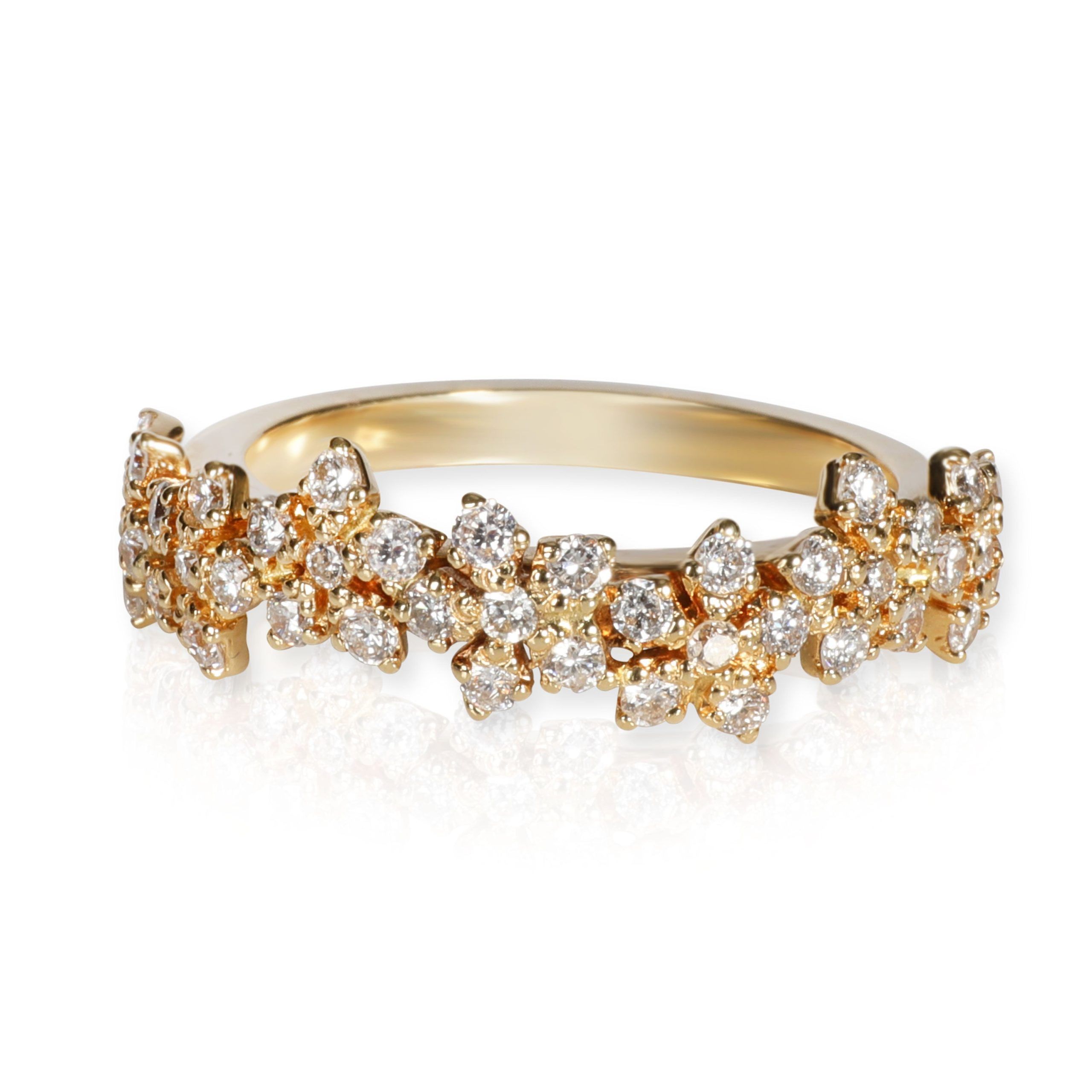 image of Tiffany Co Cluster Flower Diamond Ring In 18K Yellow Gold 0.65 Ctw, Women's