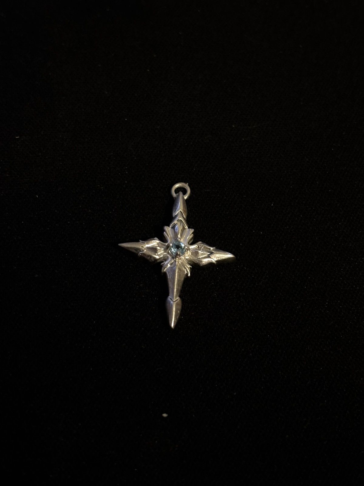 Sterling Silver Cross star earings with topaz gem Size ONE SIZE - 3 Thumbnail