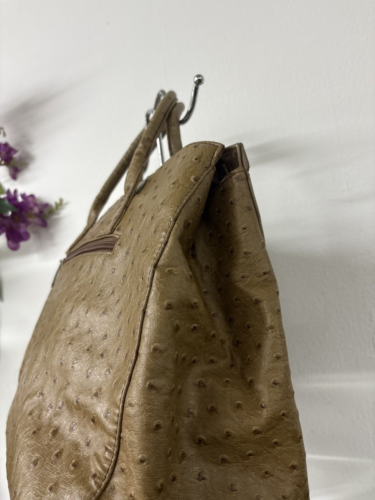 Handmade Birkin Style Hand Bag Ostrich Leather Size ONE SIZE - 8 Thumbnail