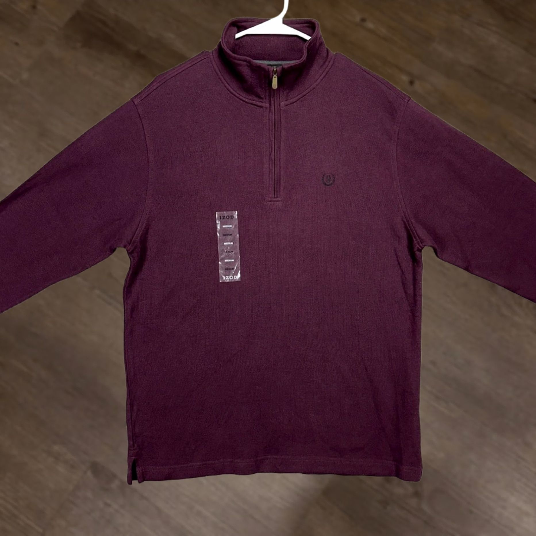 Izod VINTAGE IZOD Pullover Sweater Mens Medium Maroon Quarter Zip Pullover Long Sleeve NEW Size US M / EU 48-50 / 2 - 1 Thumbnail